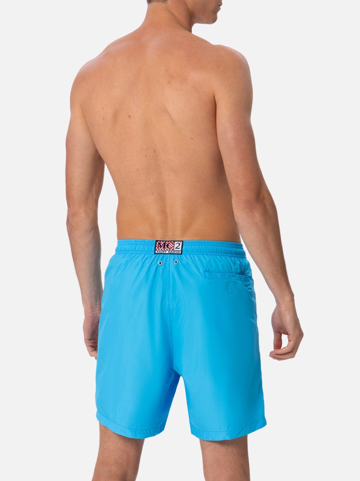Shop Mc2 Saint Barth Man Lightweight Fabric Aqua Blue Swim Shorts Lighting Pantone Pantone® Special Edition In Sky