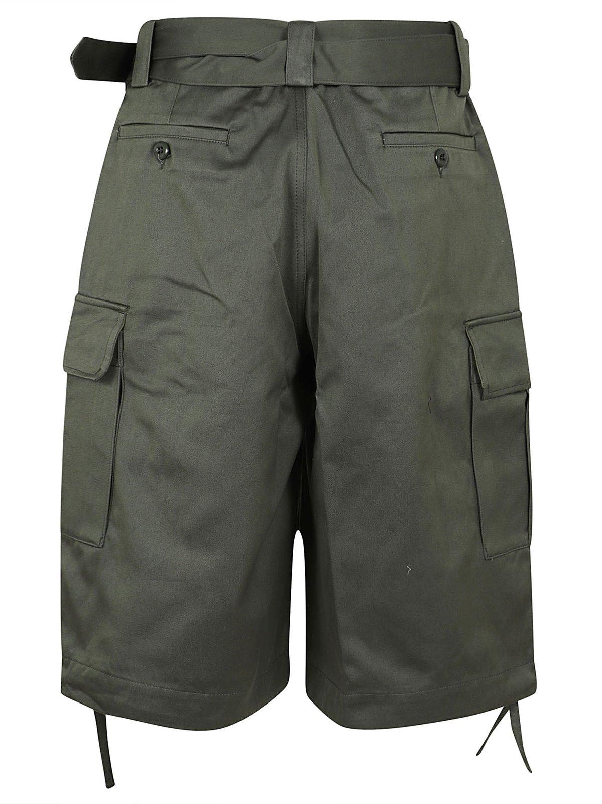 Shop Kenzo Belted Knee High Shorts In Green