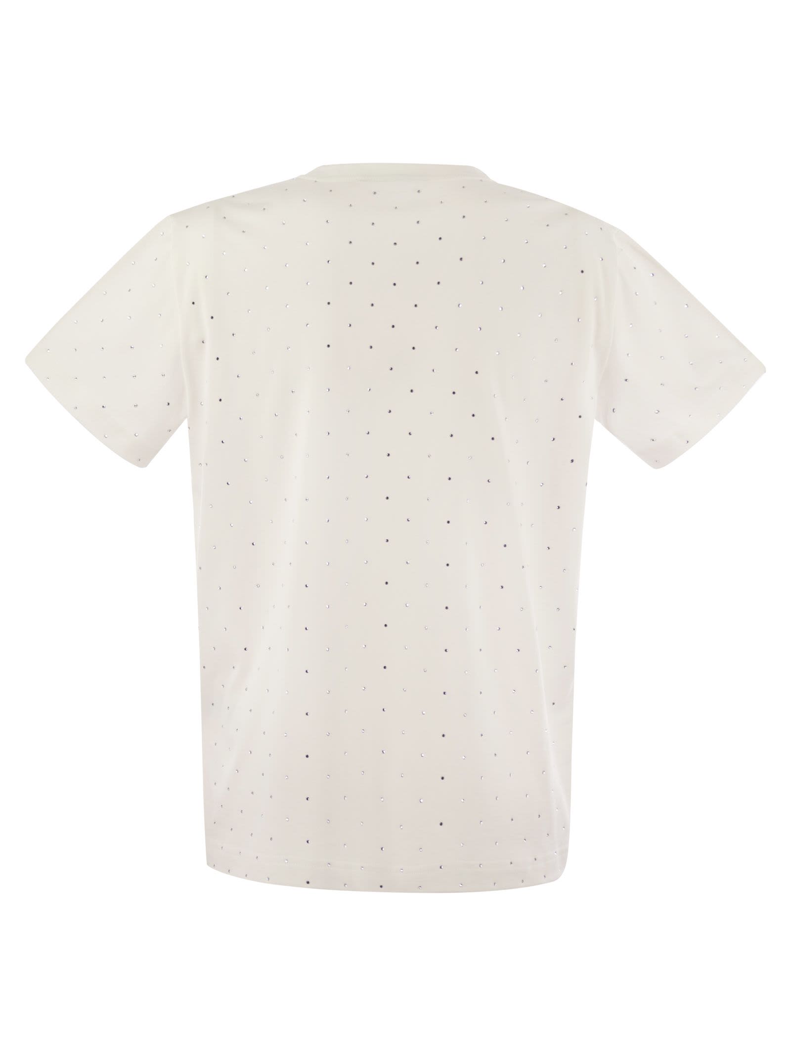 Shop Fabiana Filippi Jersey T-shirt With All Over Embroidery In White