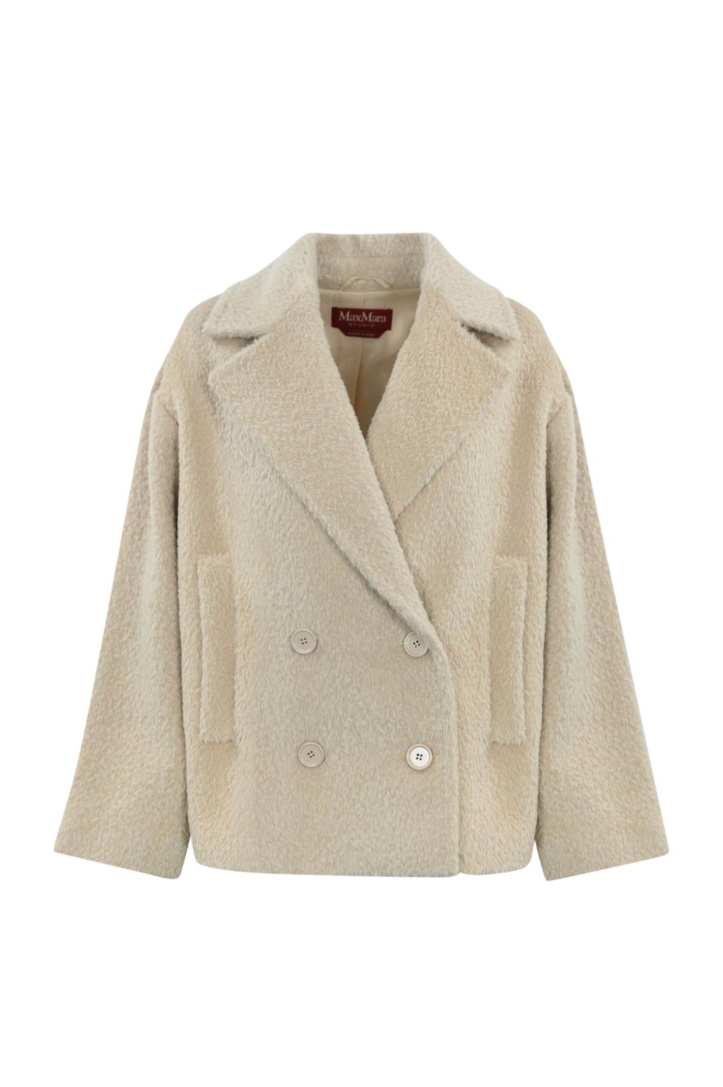 Shop Max Mara Vanesio Jacket In Alpaca And Wool In Albino