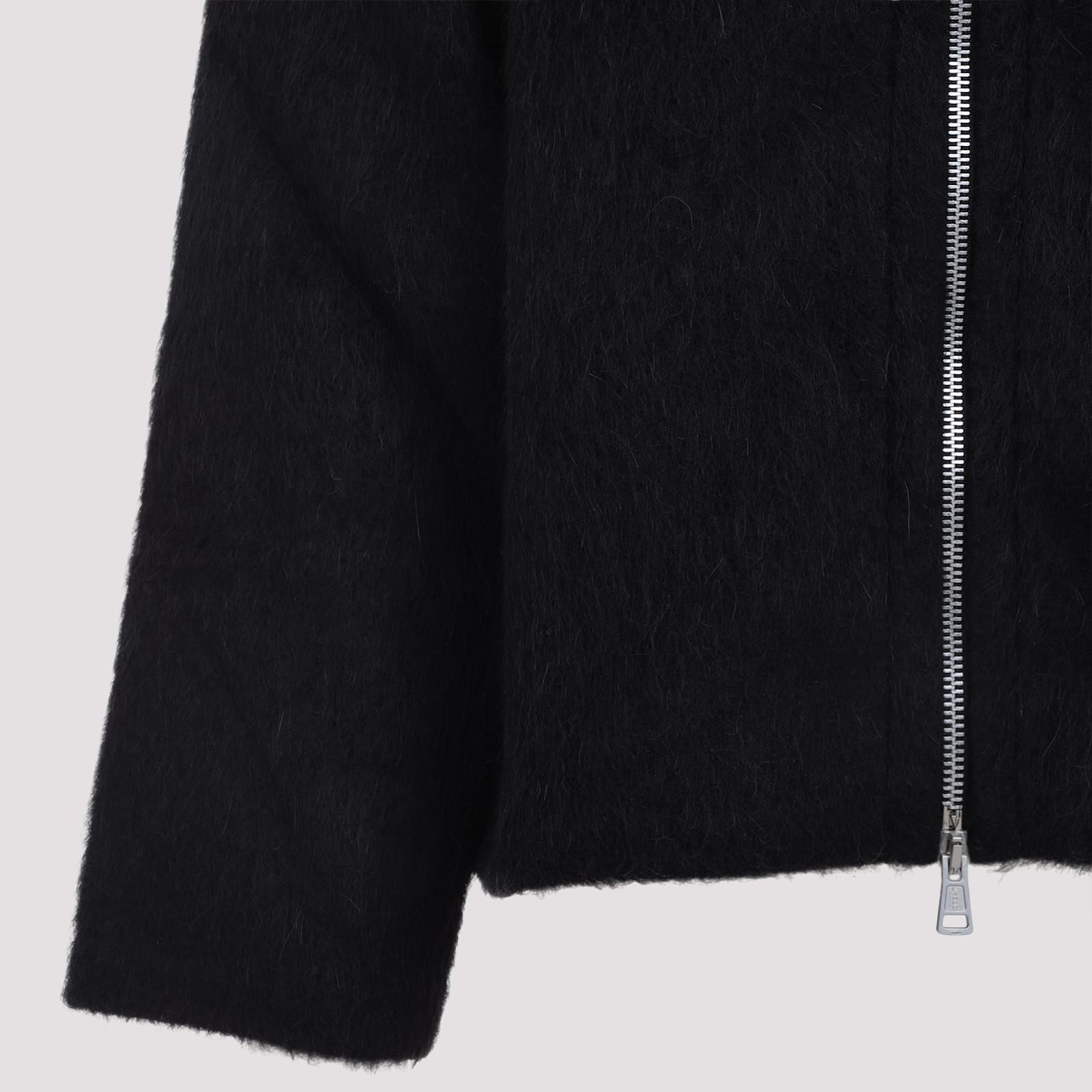 Our Legacy Textured Full Zip Hood Sweatshirt With Cozy Hood In Black