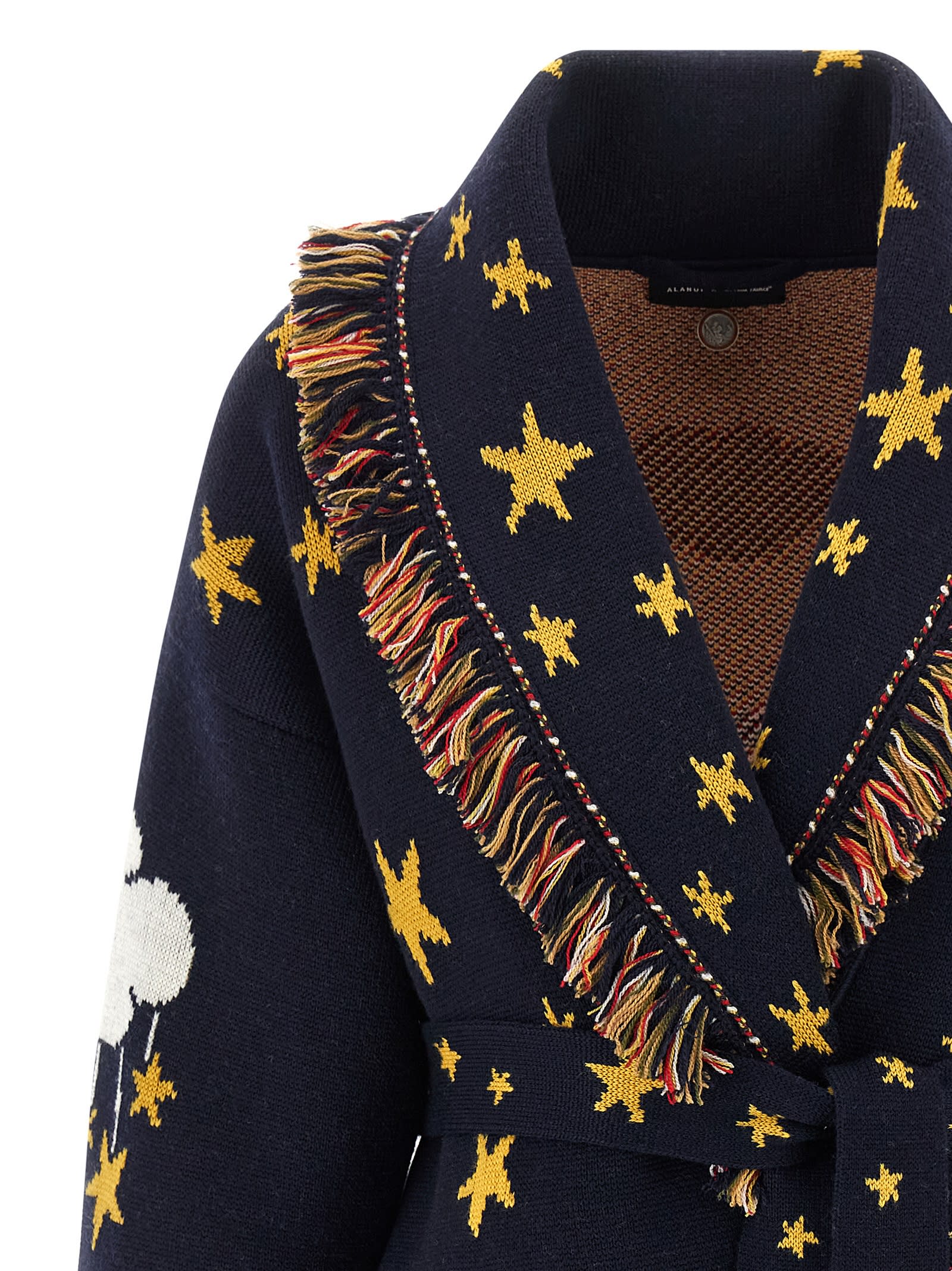 Alanui The Little Prince Long Cardigan With Fringe In Multi