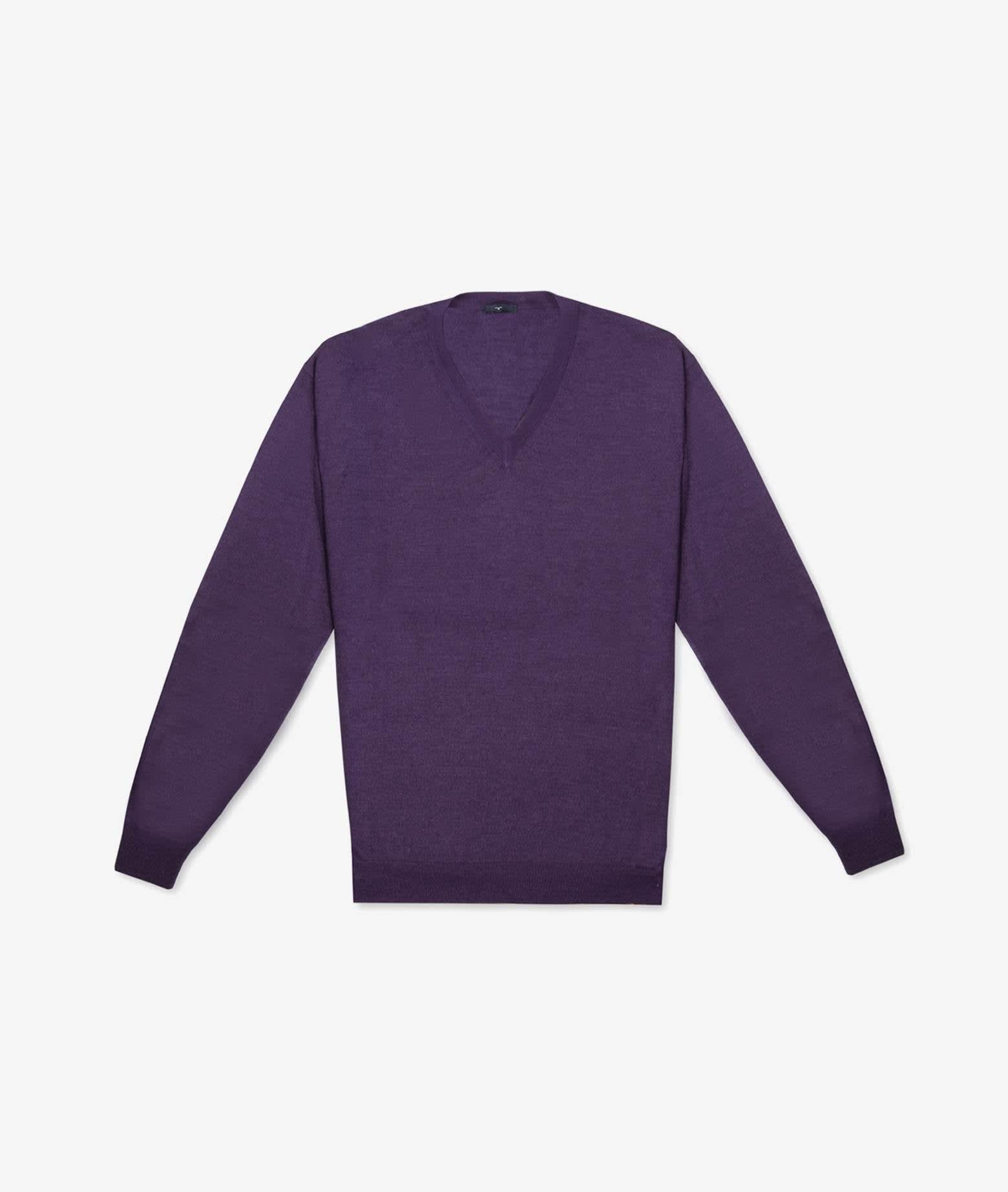 Larusmiani V-neck Sweater Pullman Sweater In Purple