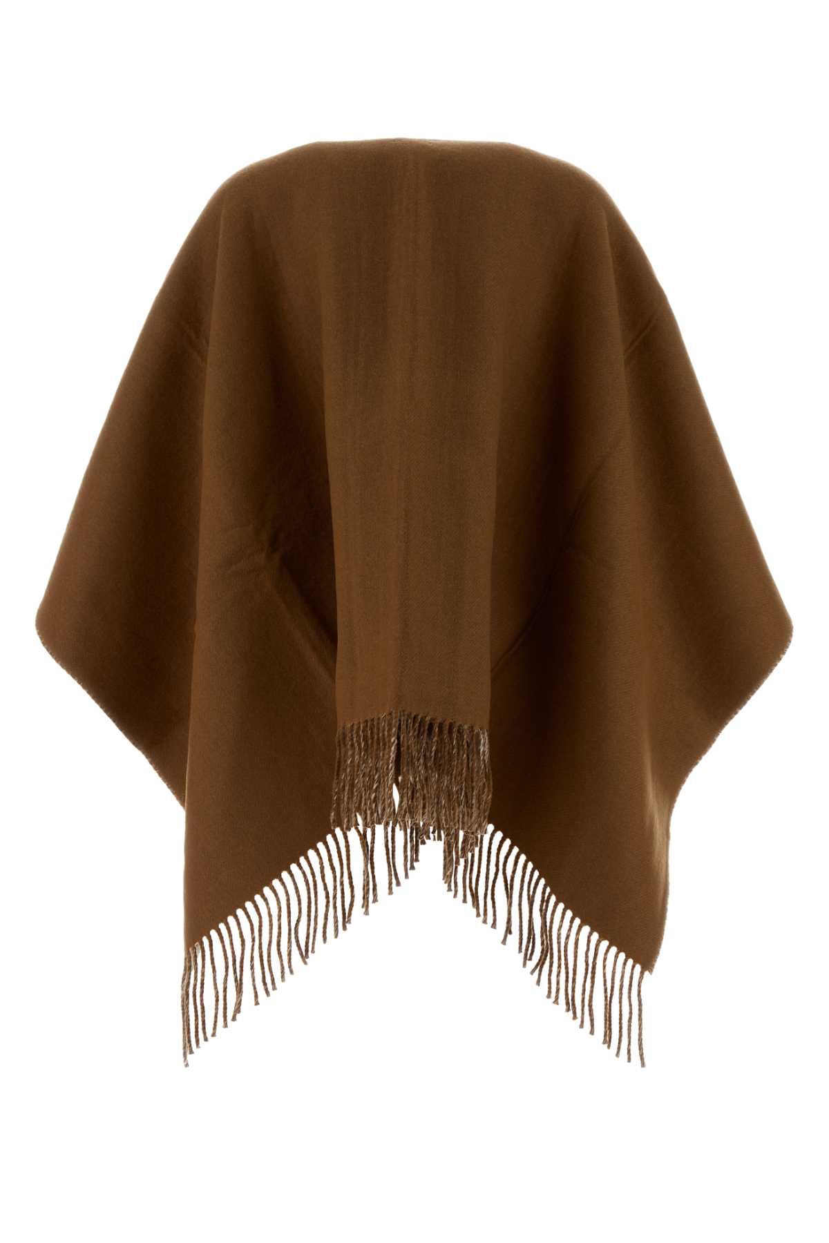Fendi Biscuit Wool Blend Reversible Cape In Brown