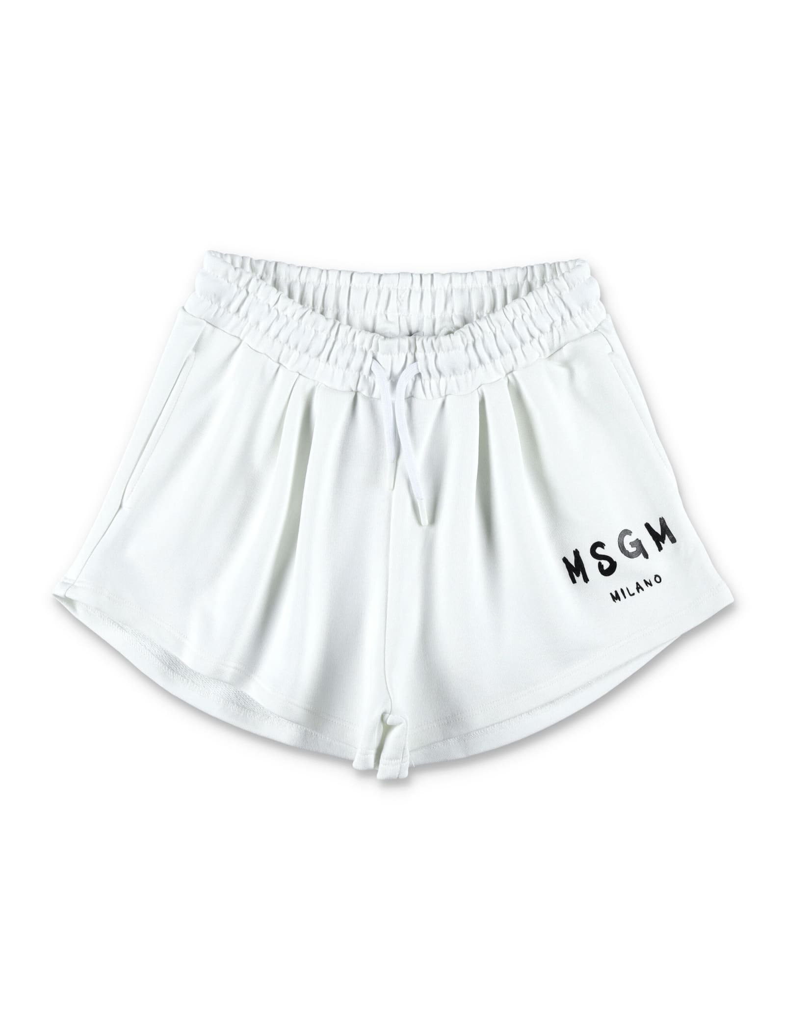 Msgm Kids' Shorts Fleece In Bianco/white