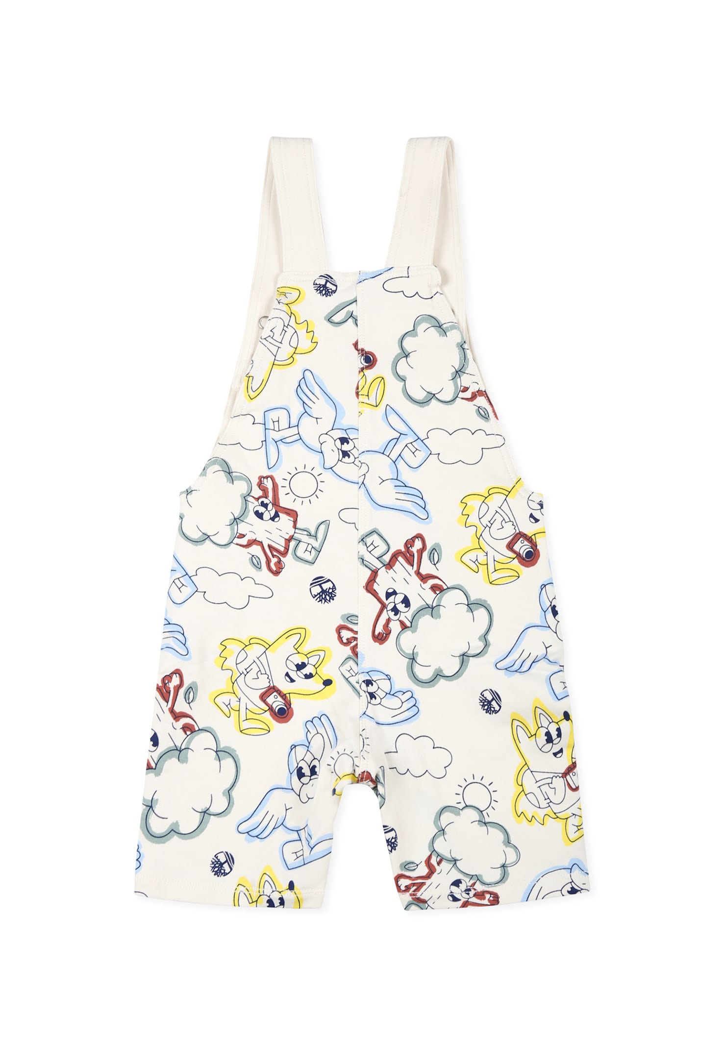 Timberland Ivory Dungarees For Baby Boy With Tree And Print In Ivory