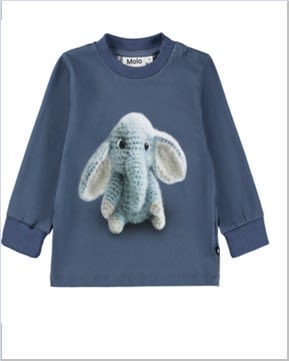 Molo Blue T-shirt For Boy With Elephant In Blue