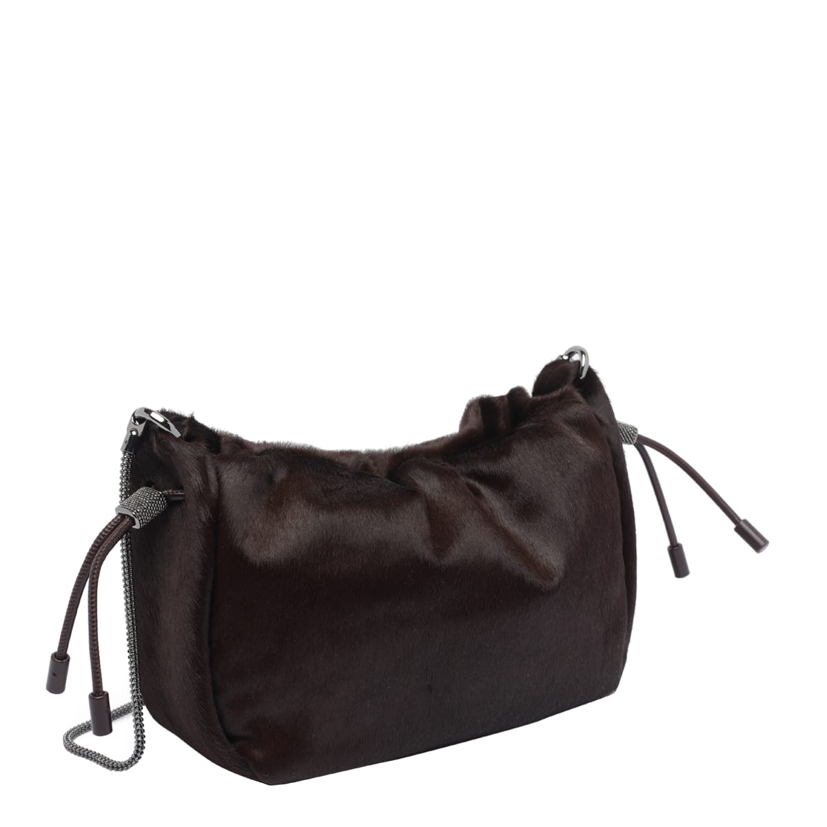 Brunello Cucinelli Calf Hair Mellow Bucket Bag In Brown