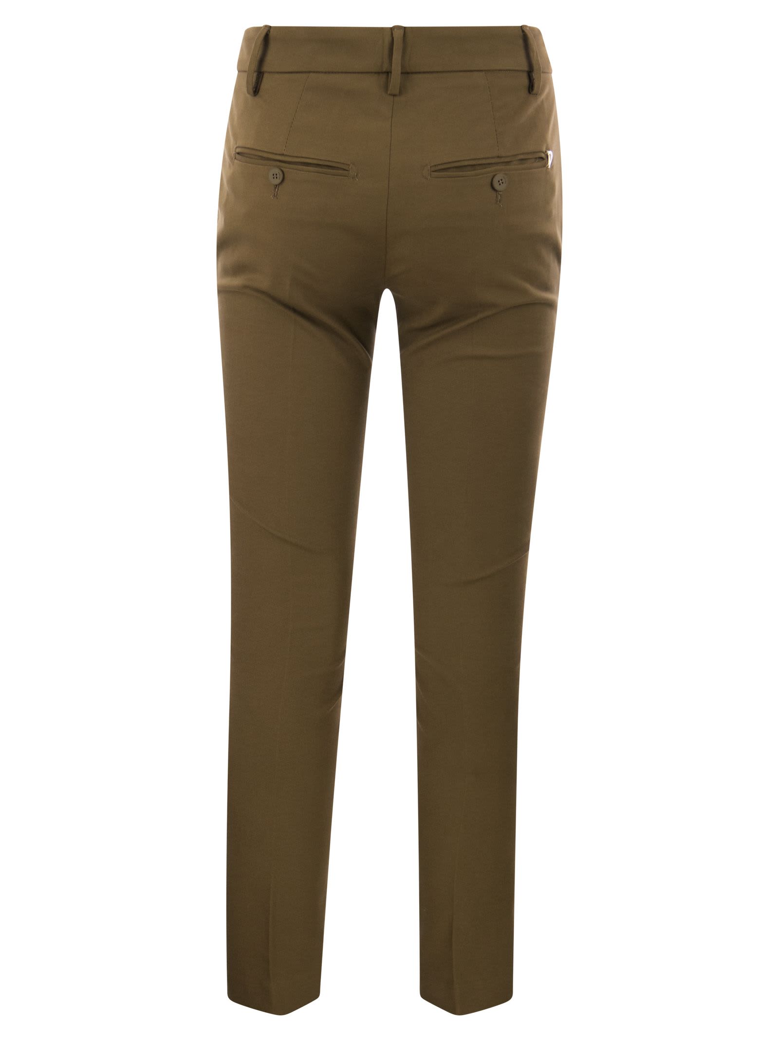 Shop Dondup Perfect - Slim Fit Stretch Trousers In Green