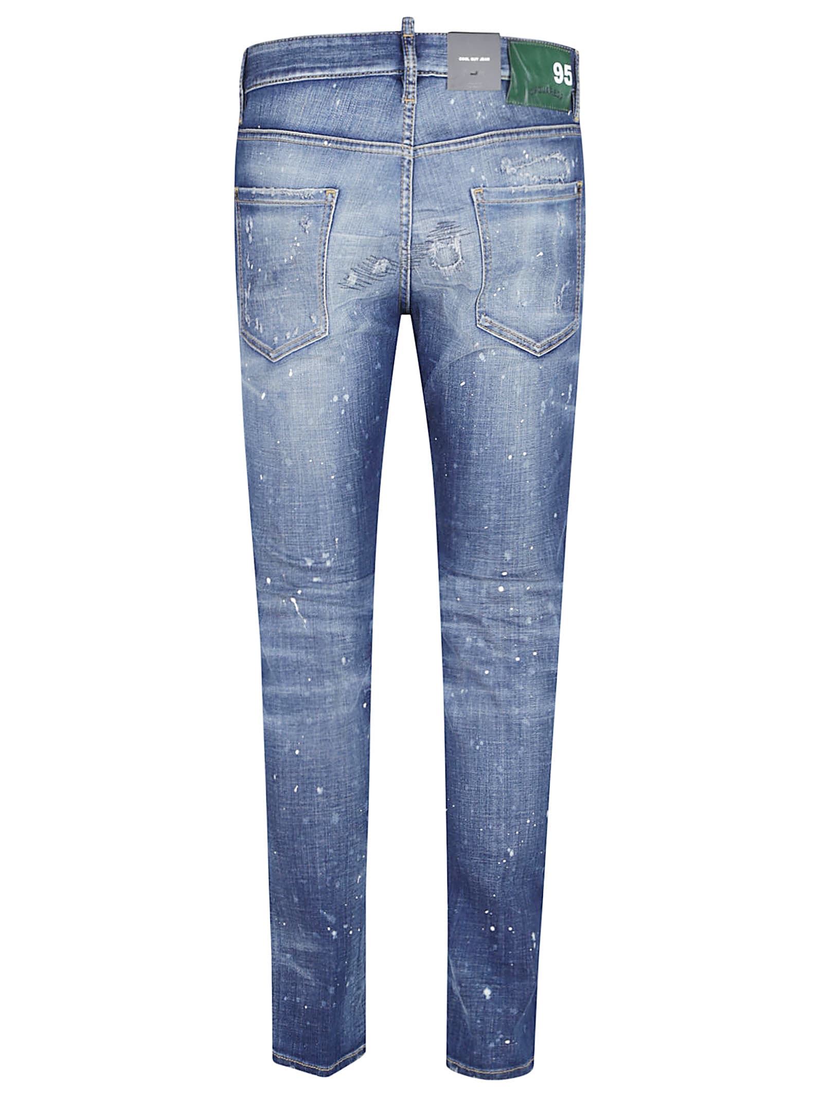 Dsquared2 Distressed Slim-fit Jeans With Unique Splatter Detailing In Blue