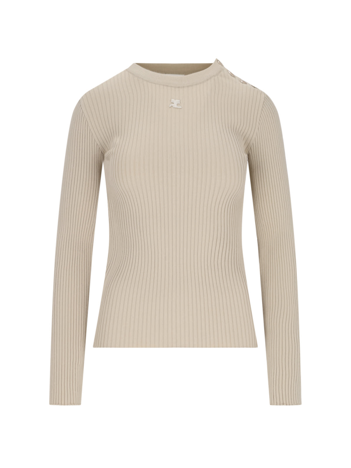 Shop Courrèges Ribbed Sweater In Beige