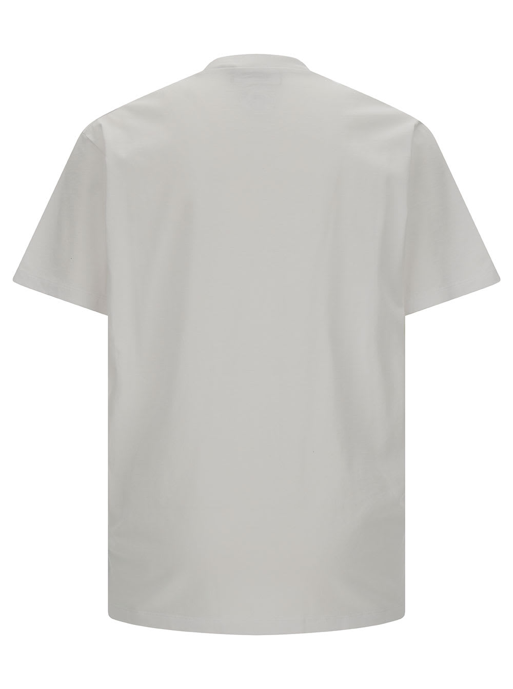 Shop Dsquared2 White Crewneck T-shirt With Contrasting Logo Print In Cotton Man