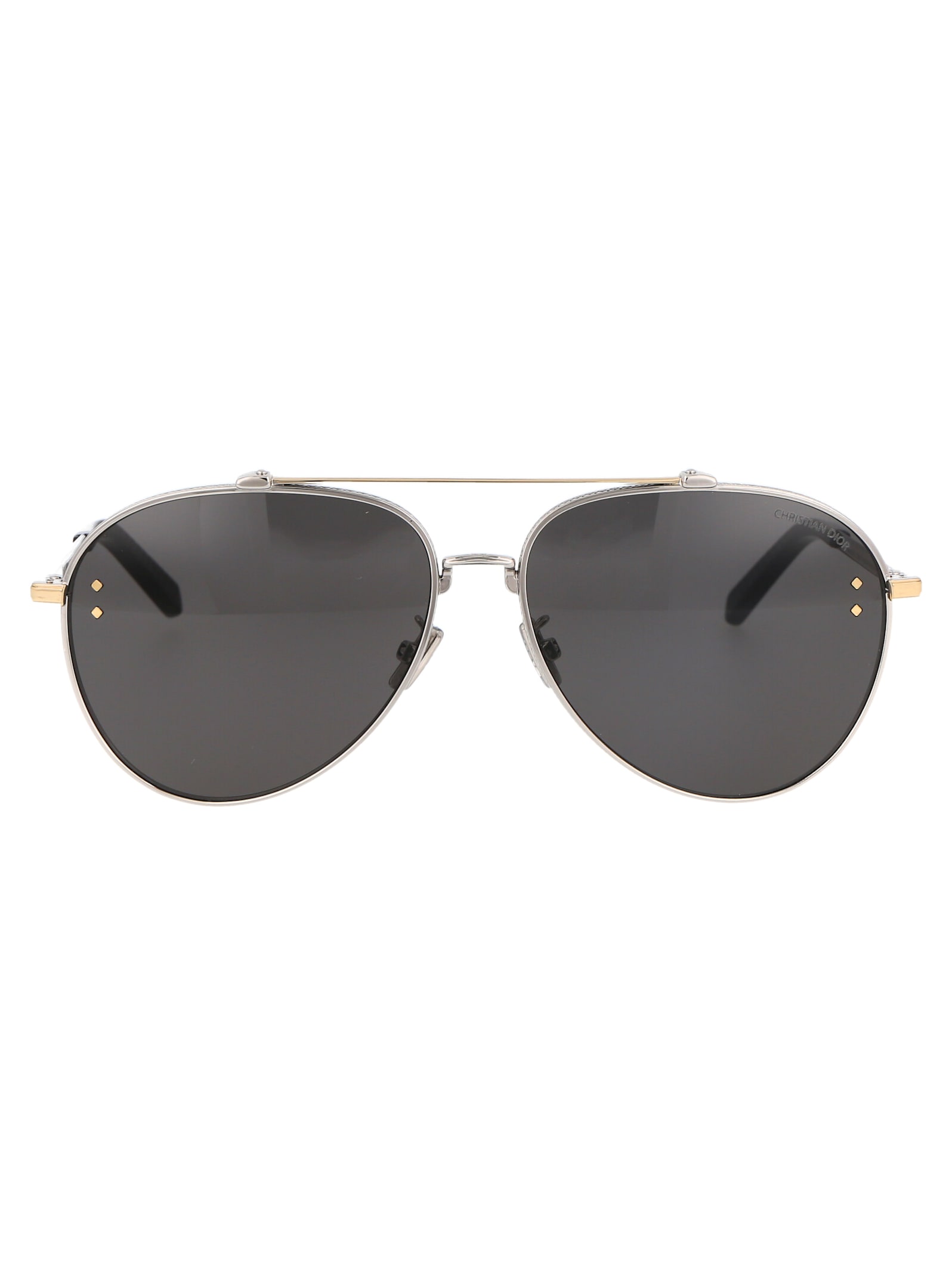 Dior Cd Diamond A1u Sunglasses In F2a0 Shiny Palladium / Smoke