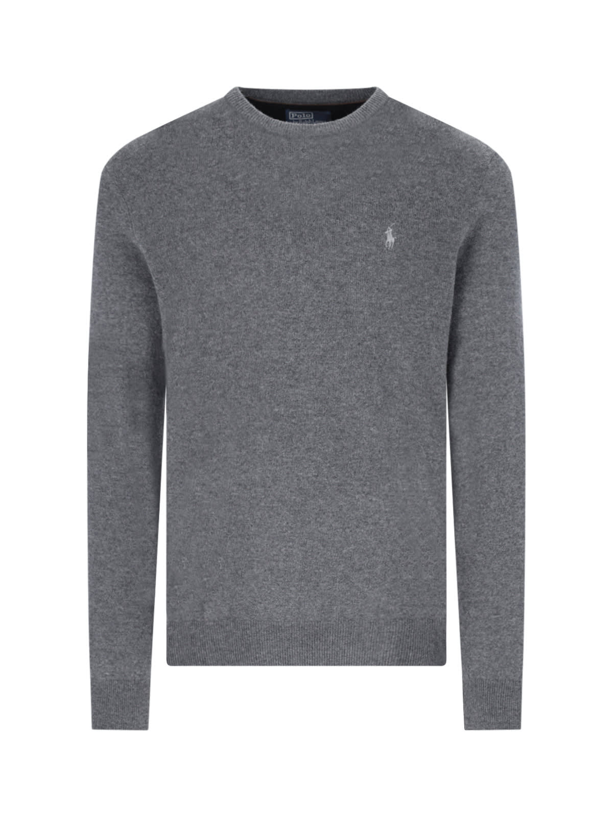 Shop Polo Ralph Lauren Logo Sweater In Gray