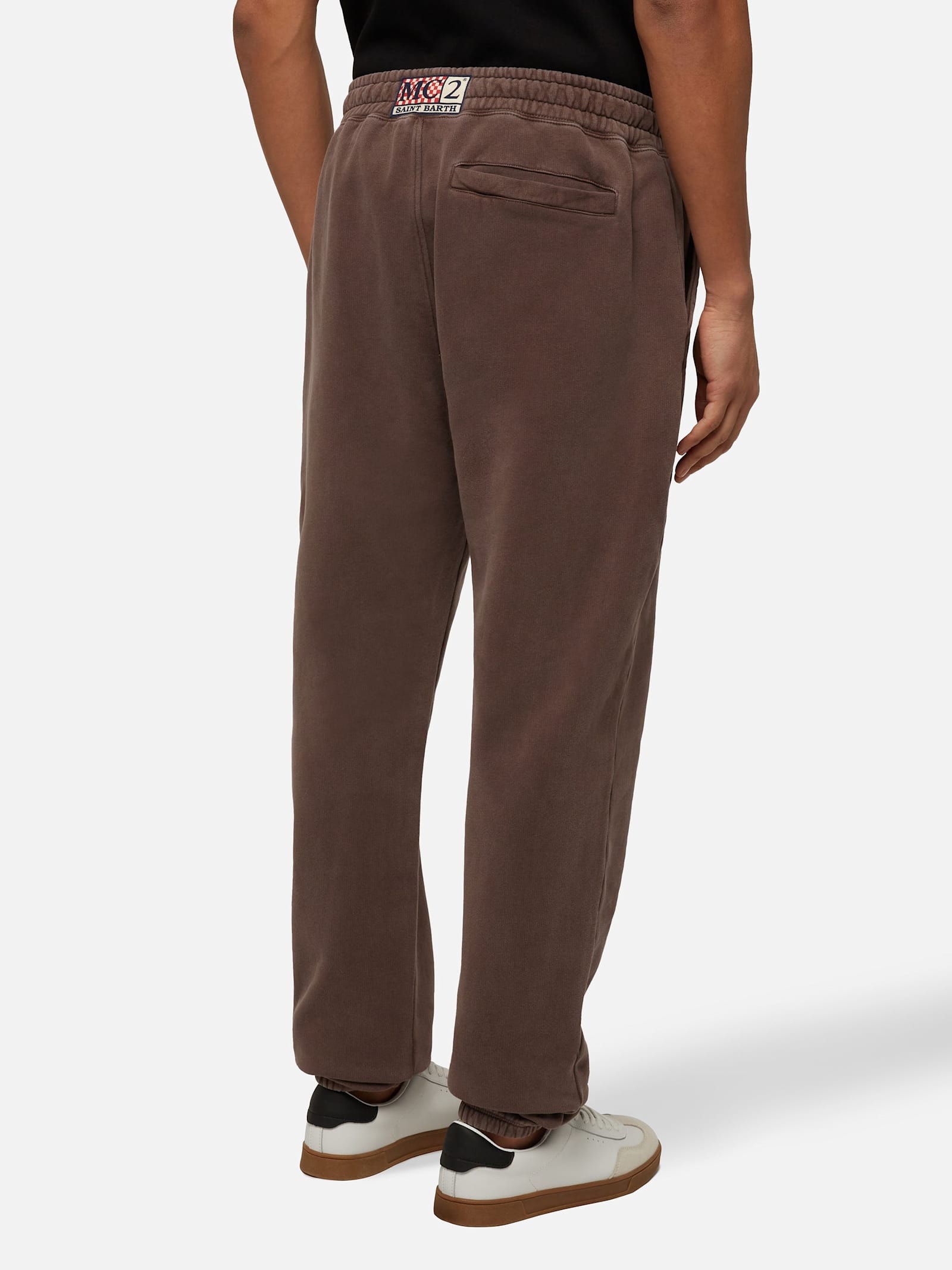 Mc2 Saint Barth Brown Tracksuit Pants Bolt With Vintage Treatment In Brown