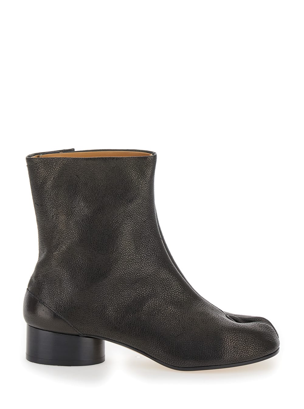 Maison Margiela Tabi Black Ankle Boots In Leather Woman
