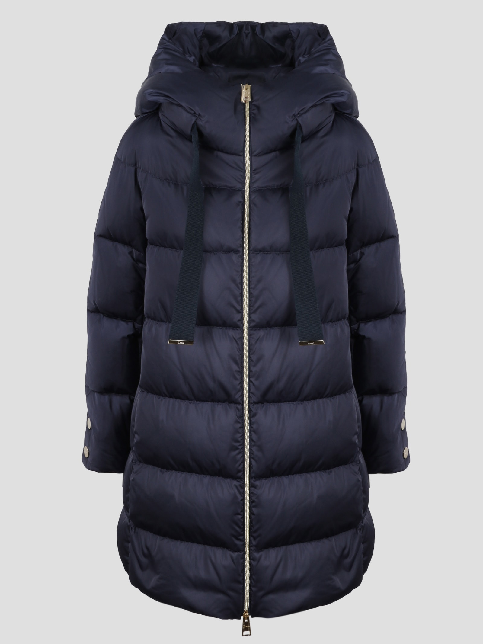 Herno Down-feather Mid-length Coat In Blue