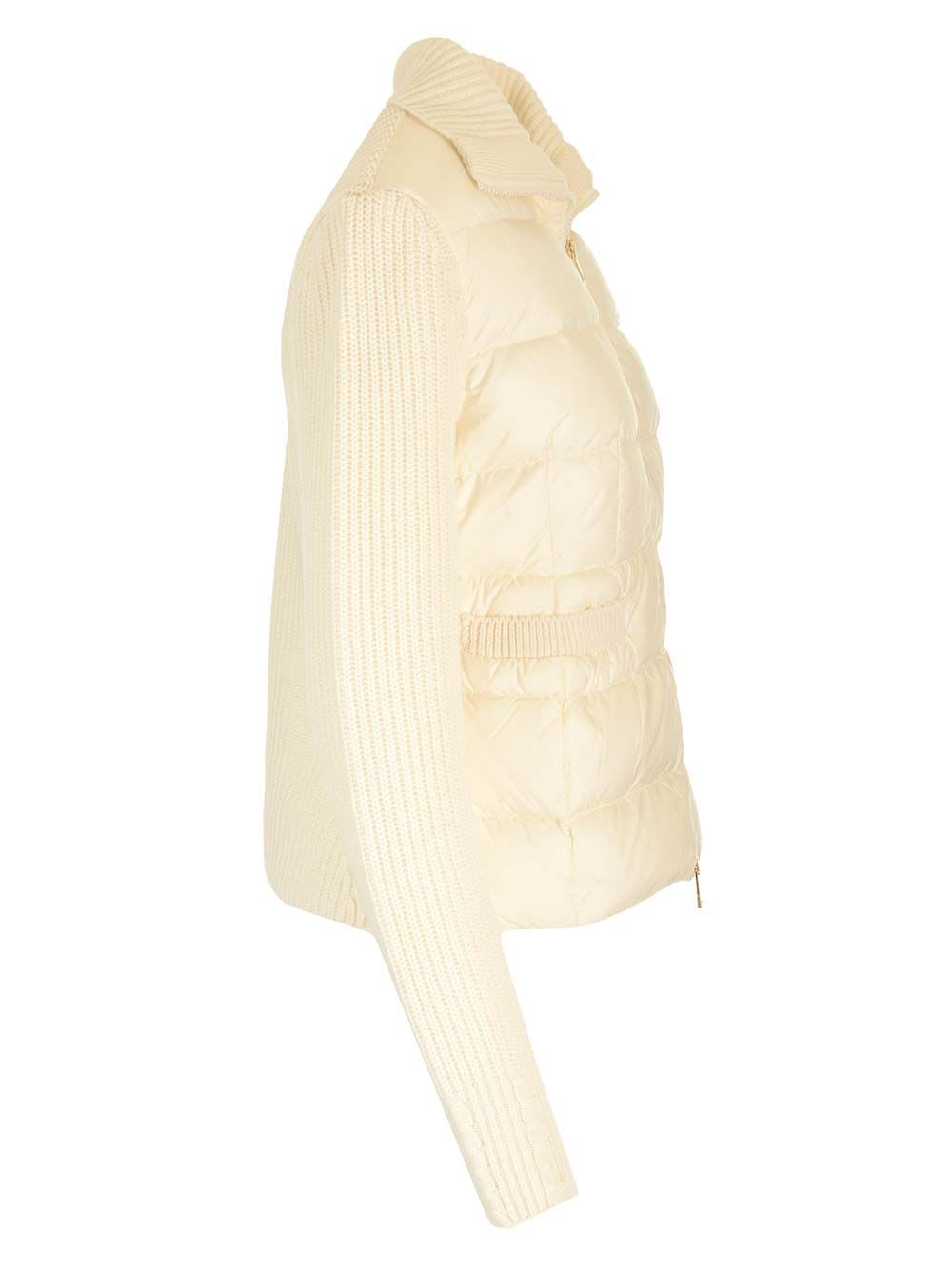 Shop Moncler Heavy Cardigan In White