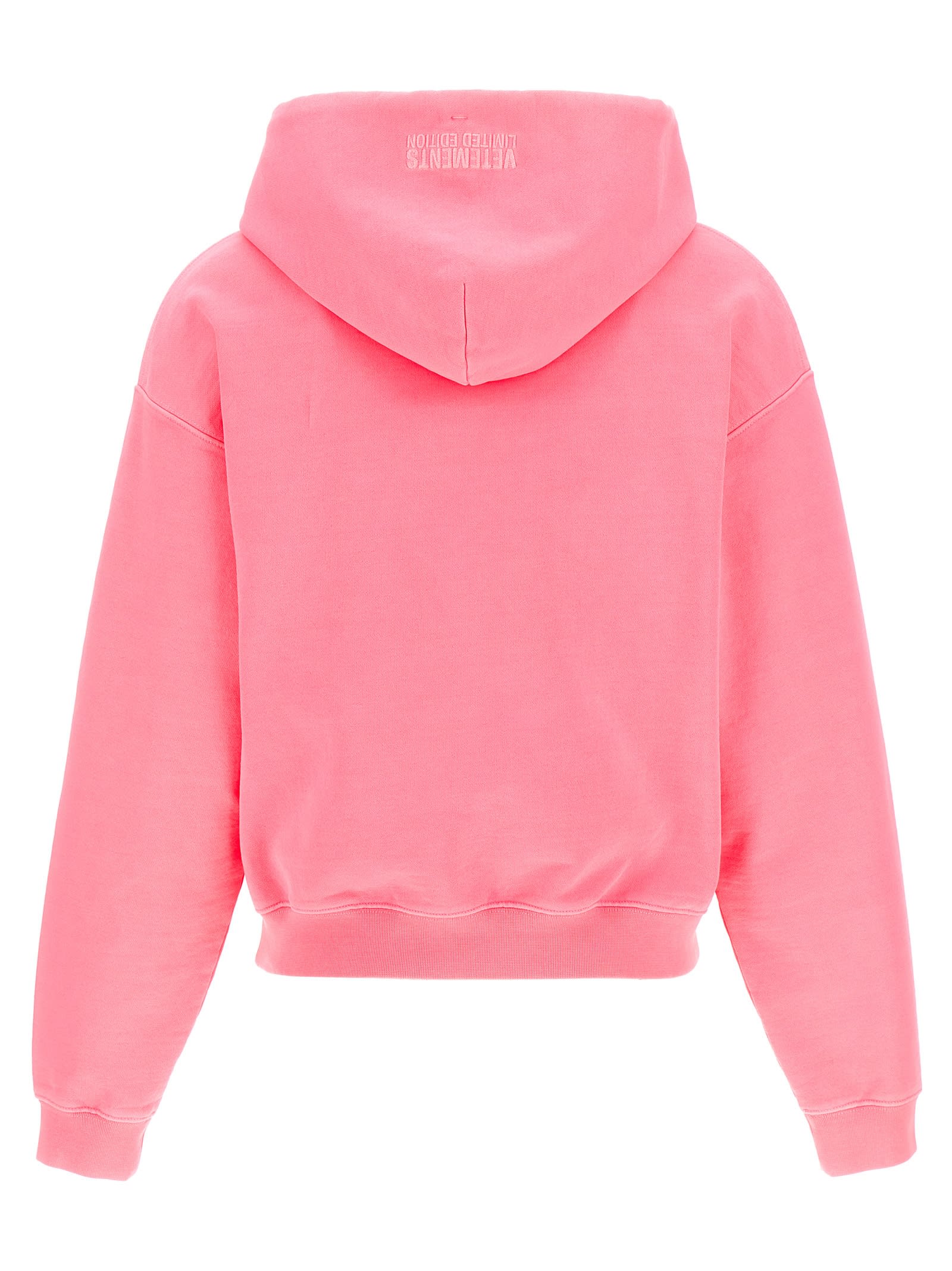 Vetements Oval Logo Hoodie With Drawstring Hood In Pink