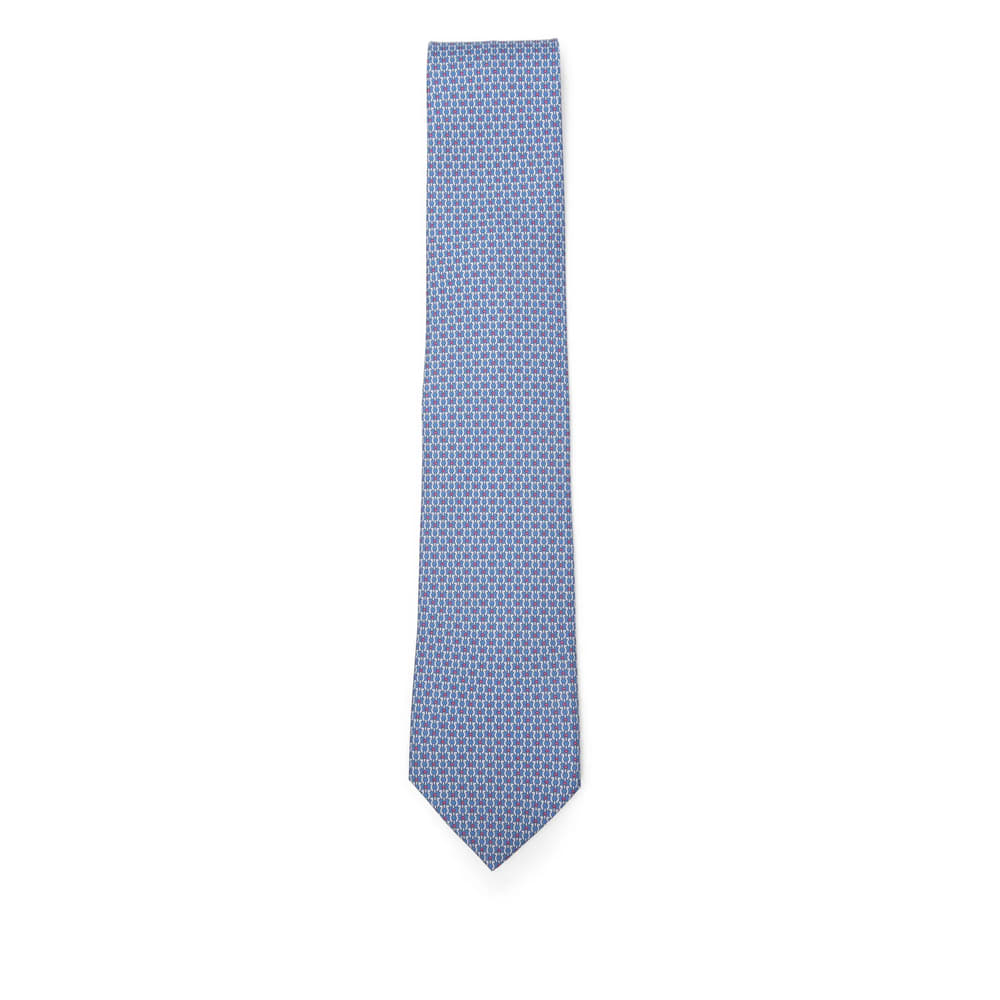 Ferragamo Patterned Tie In Blue