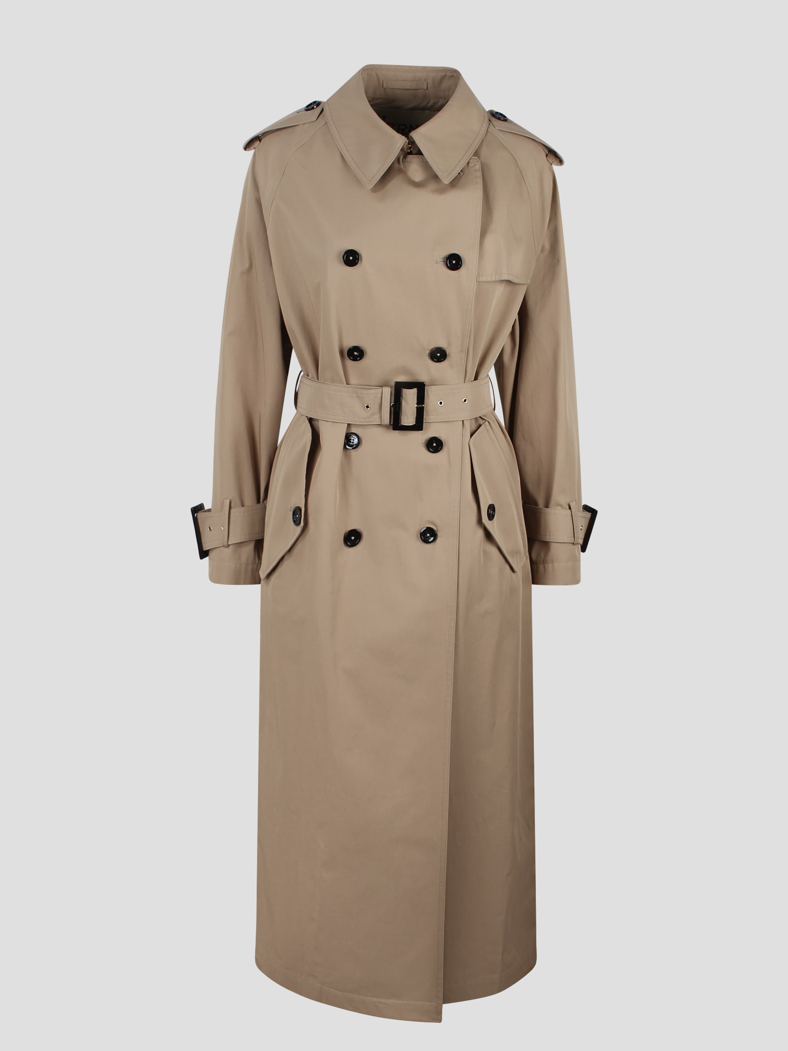 Shop Herno Cotton Trench Coat In Sabbia