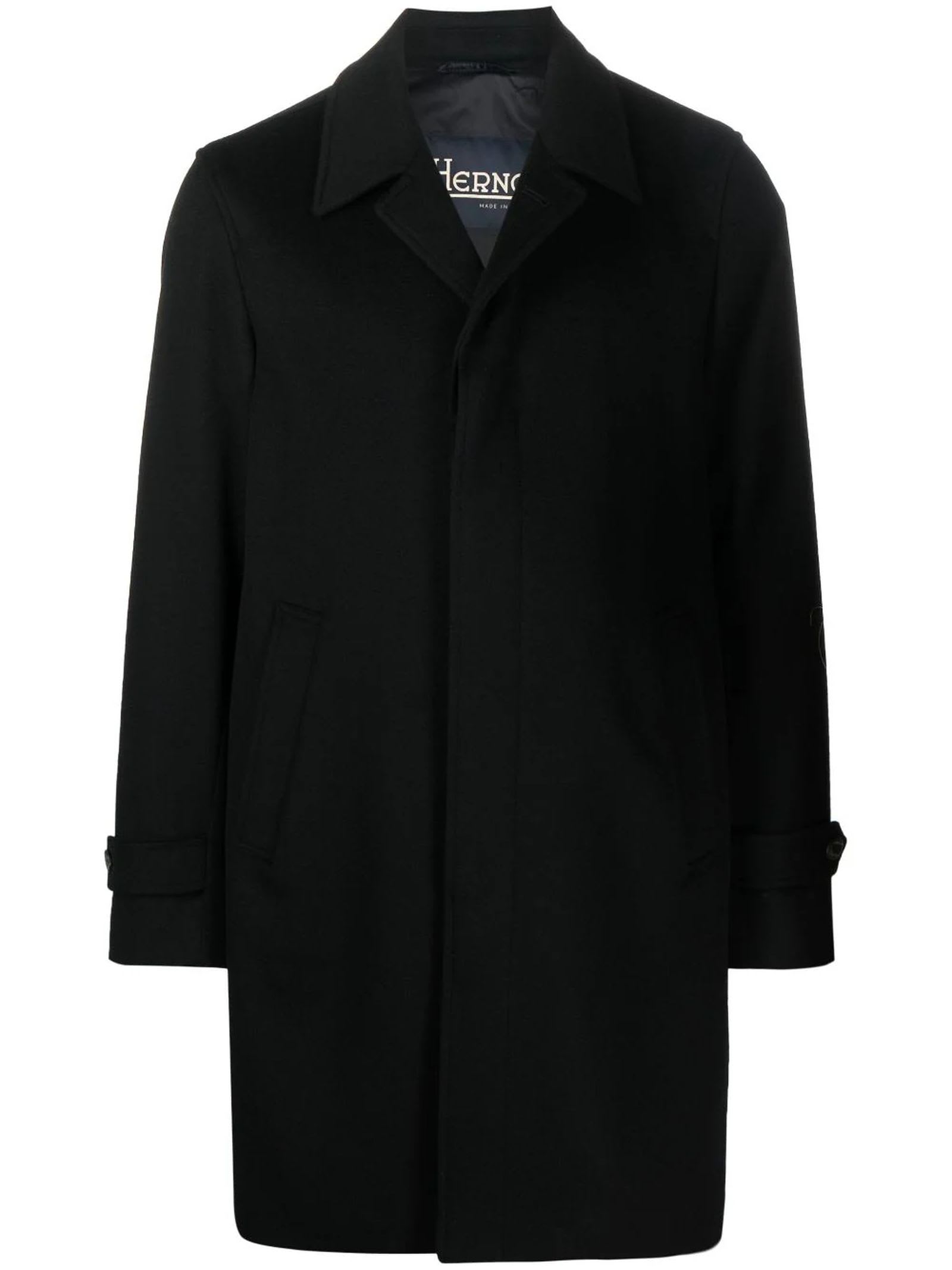 Shop Herno Coat In Brushed Cashmere Wool In Black
