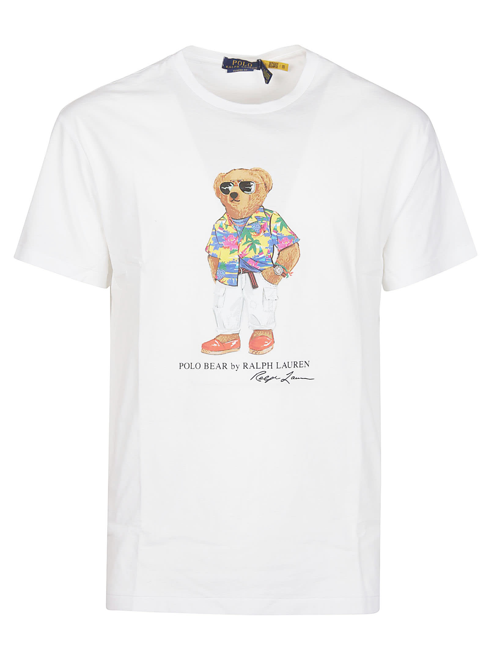Shop Polo Ralph Lauren Print Beach Club Bear T-shirt In White