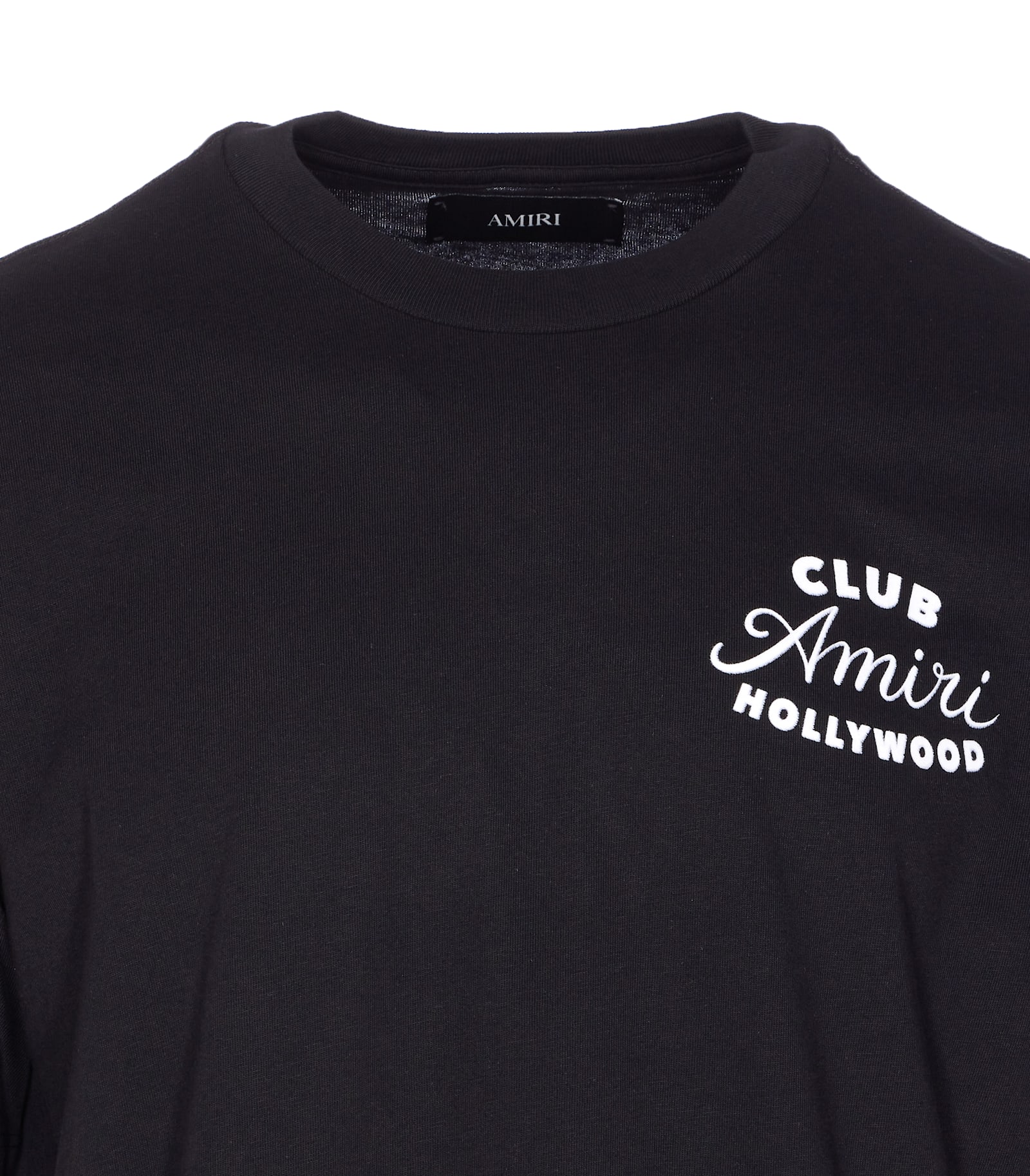 Amiri Black Crewneck T-shirt With Logo Lettering On The Front And Maxi Logo Print On The Rear In Cotton Ma In Black