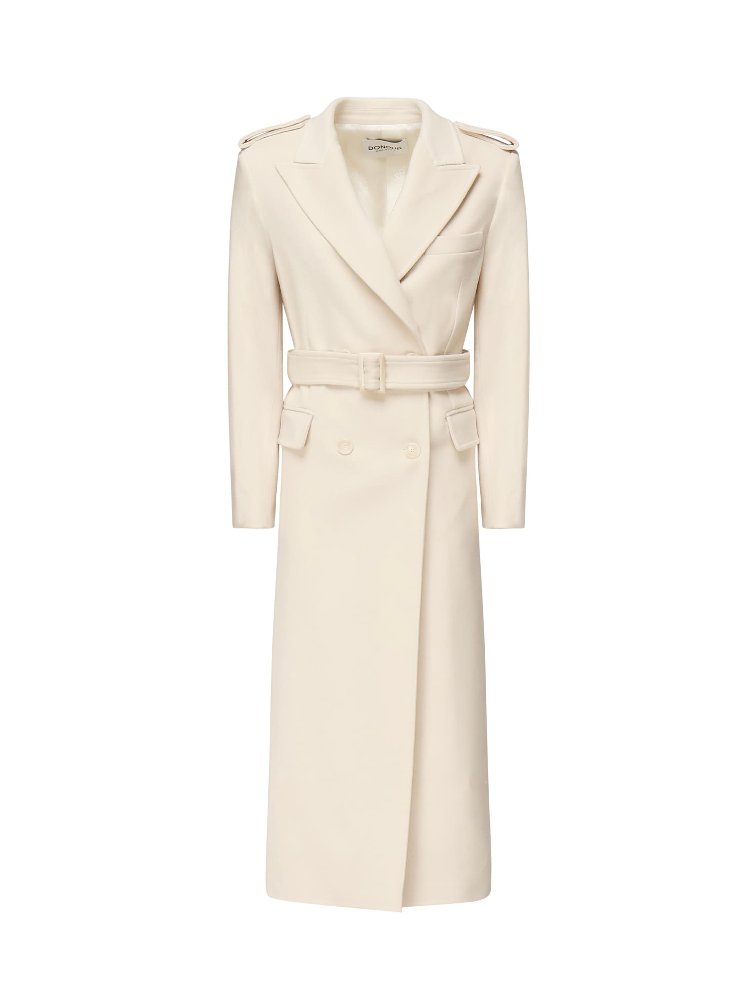 Dondup Long Wool And Cashmere Coat In White