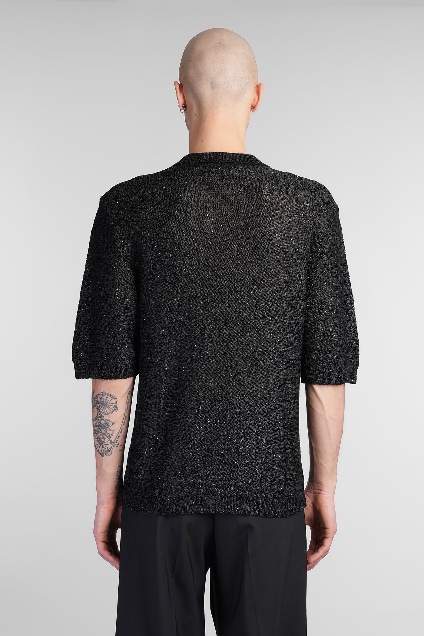 A Paper Kid Polo In Black Polyester In Black