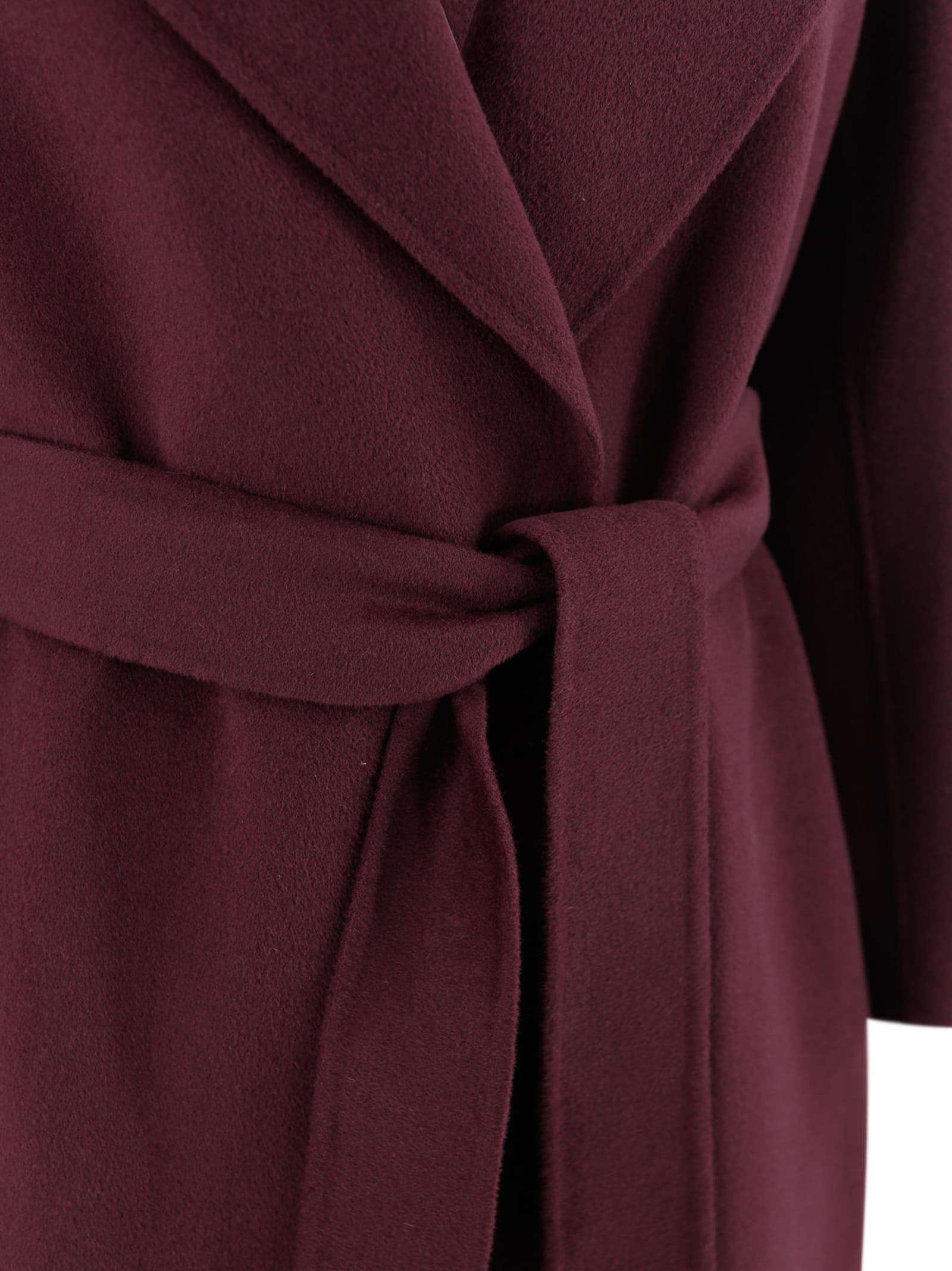 Max Mara Coat In Cashemre Wool And Silk In Burgundy