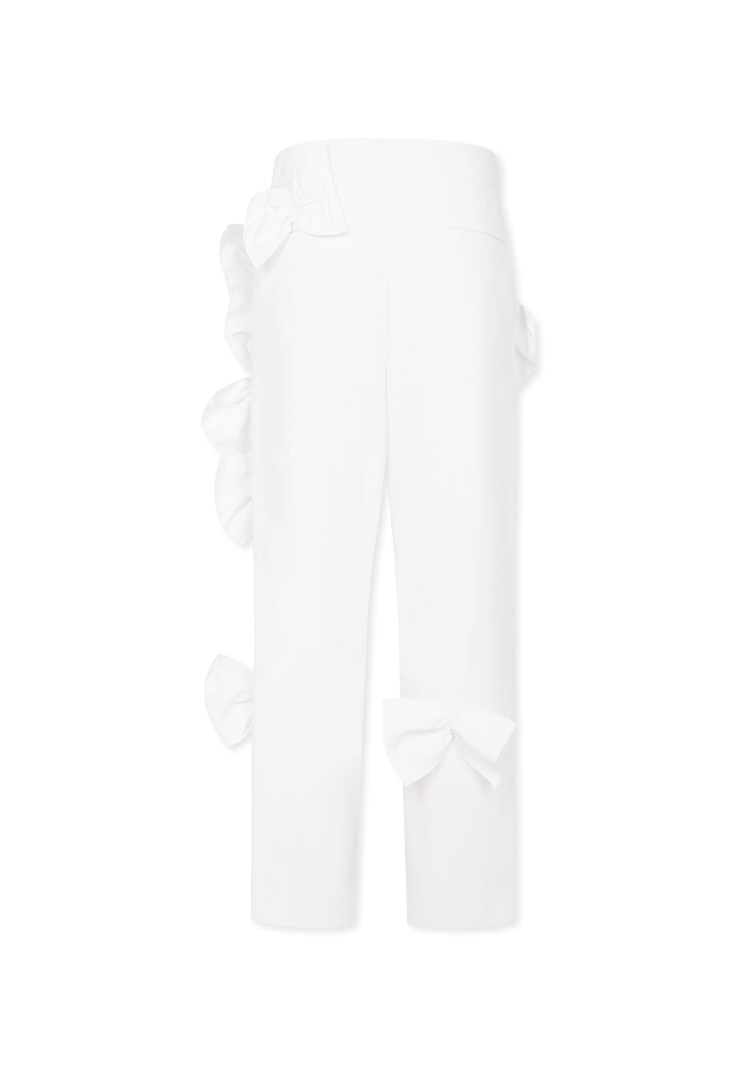 Simonetta White Trousers For Girl With Bows In White