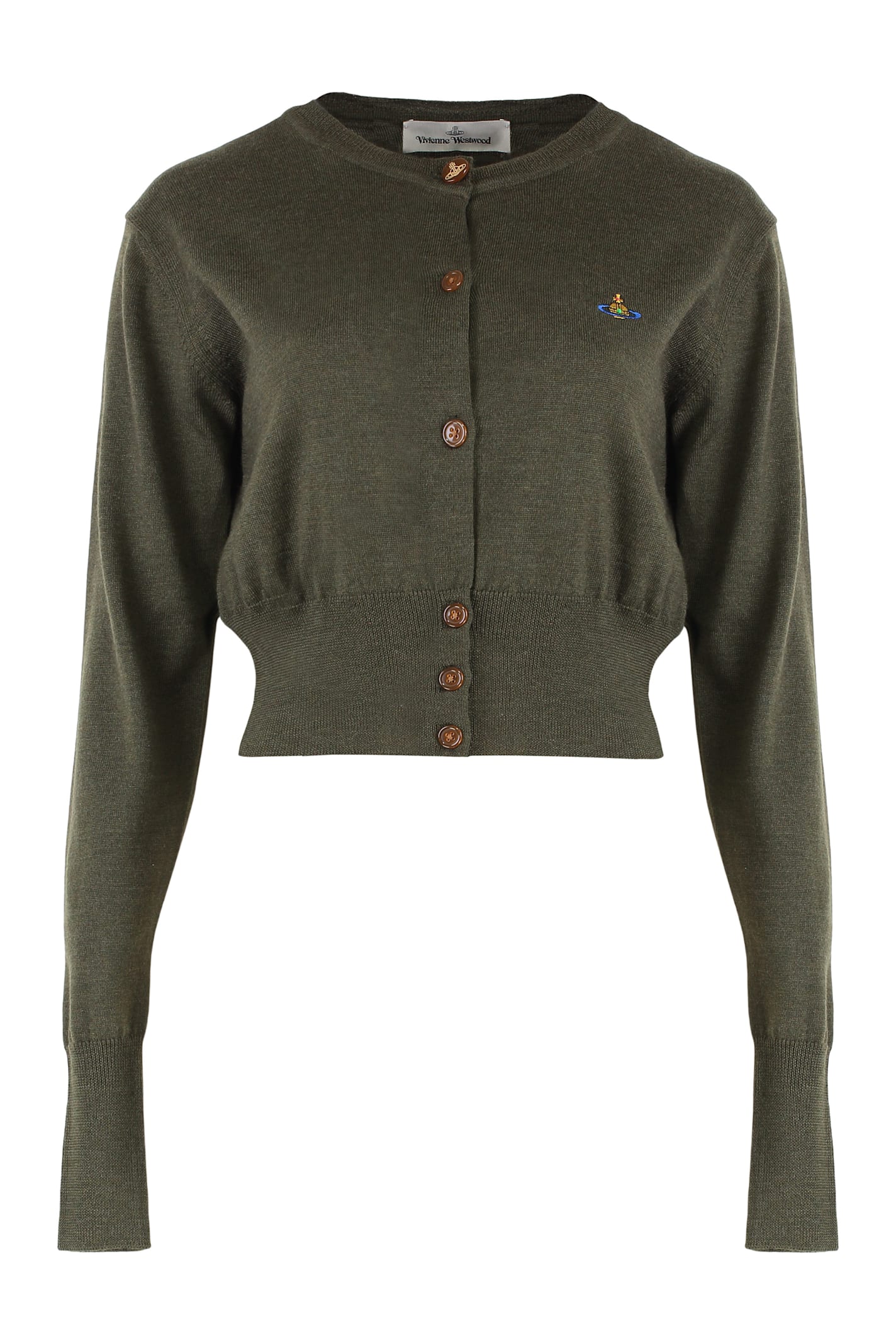 Vivienne Westwood Bea Cropped Knit Cardigan Long Sleeves In Green