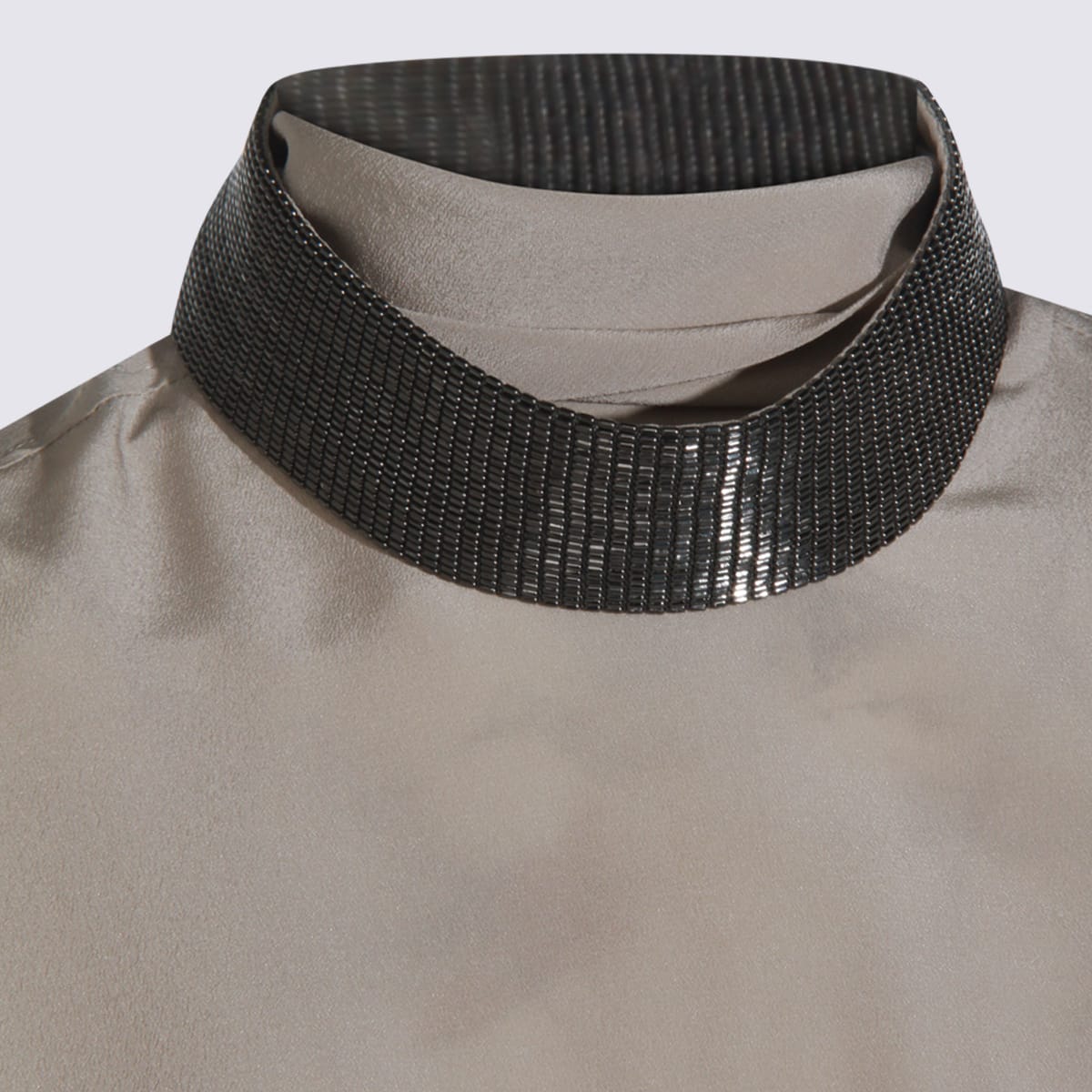 Brunello Cucinelli Keyhole Back Cap Sleeved Top In Gray