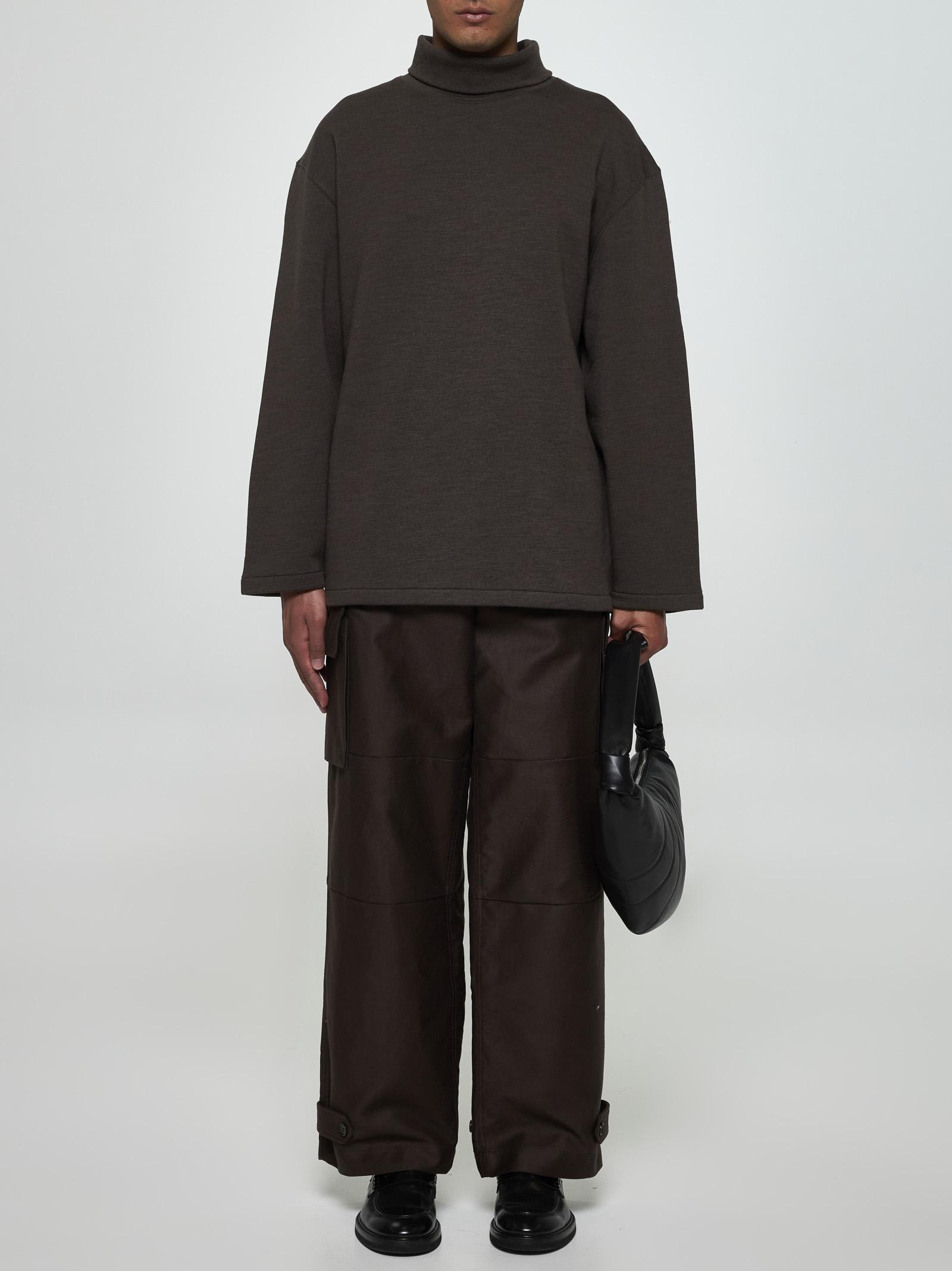 Shop Lemaire Wool And Cotton Sweatshirt In Dark Brown Melange