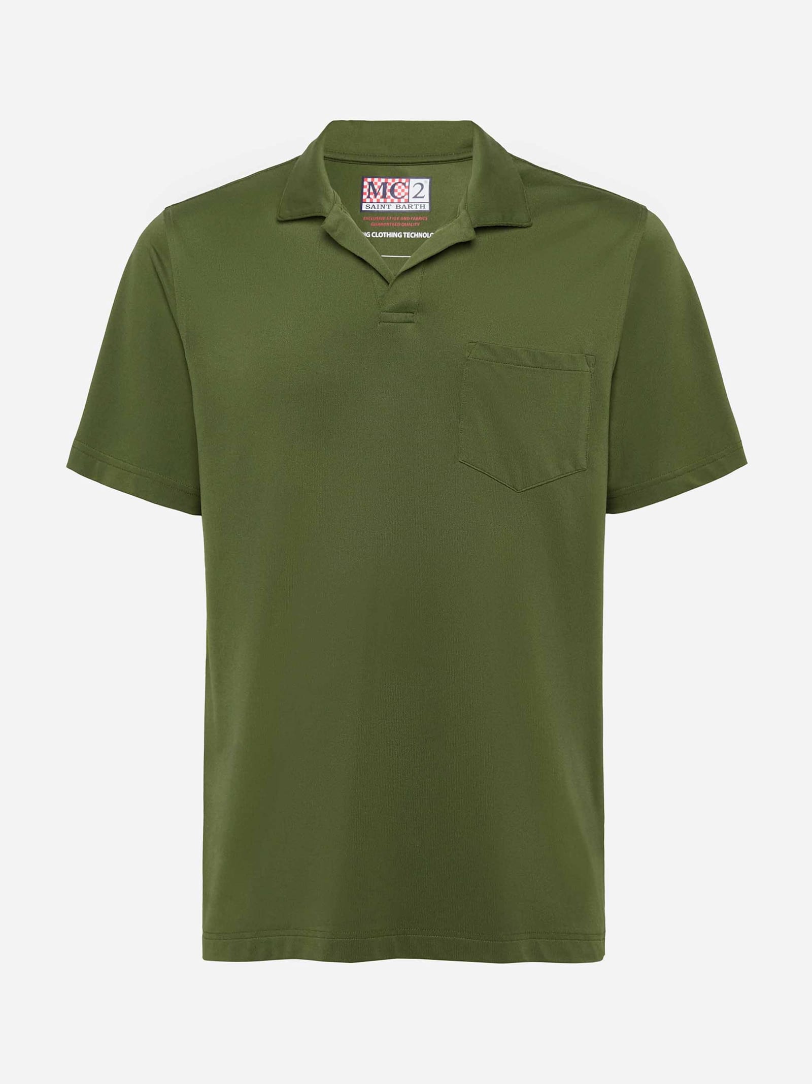 Mc2 Saint Barth Military Green Technical Piquet Polo Shirt Camber In Green