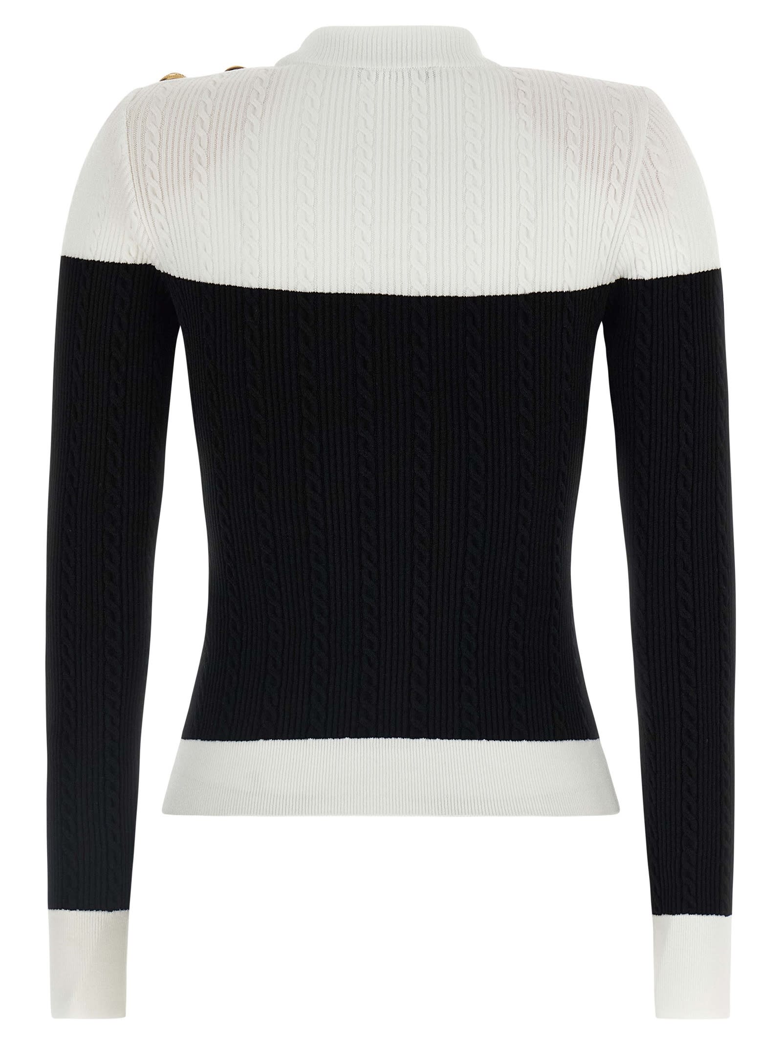 Balmain Slim-fit Two-tone Knitted Top In Multi