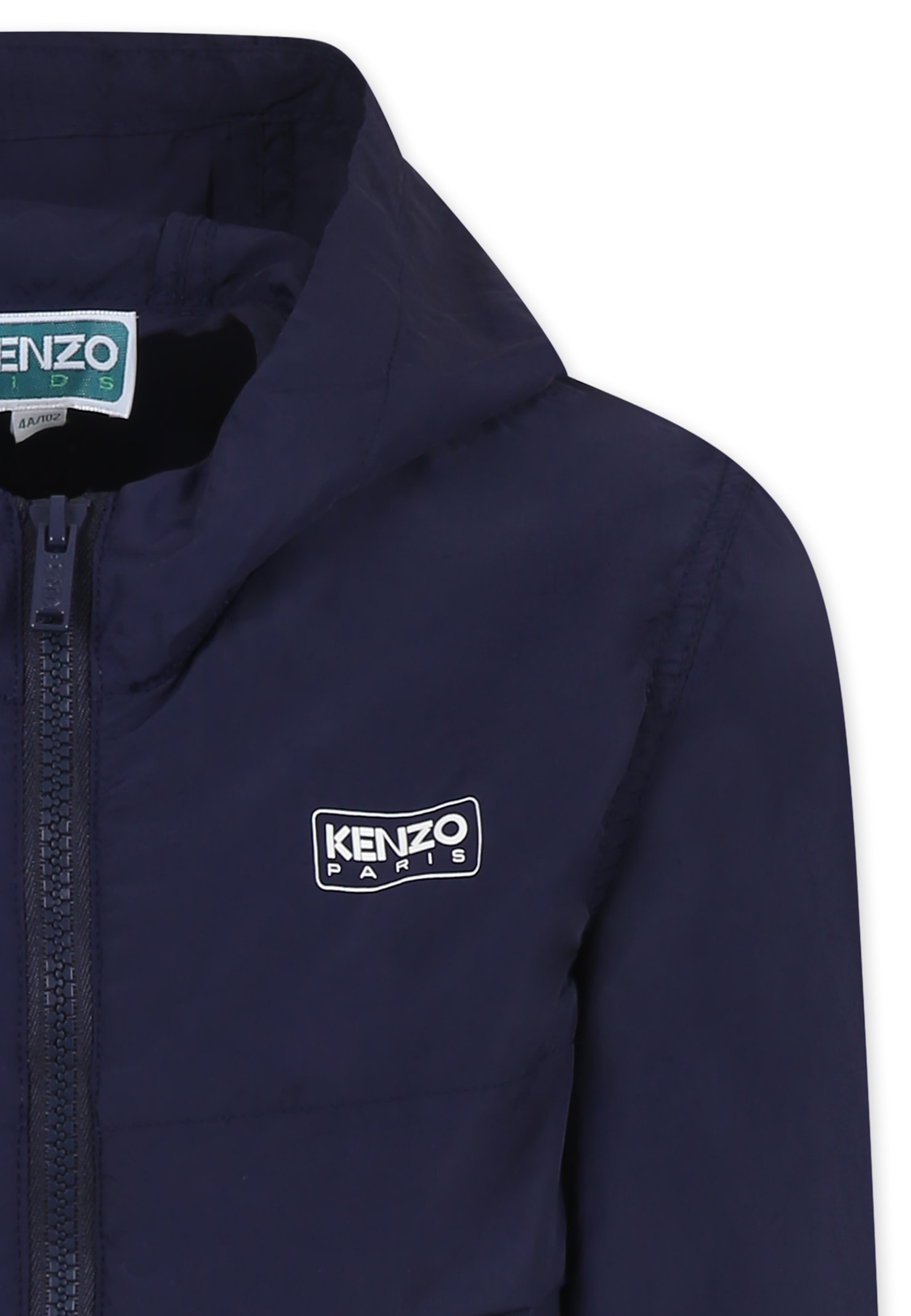 Kenzo Blue Windbreaker Jacket For Kids With Logo In Blue