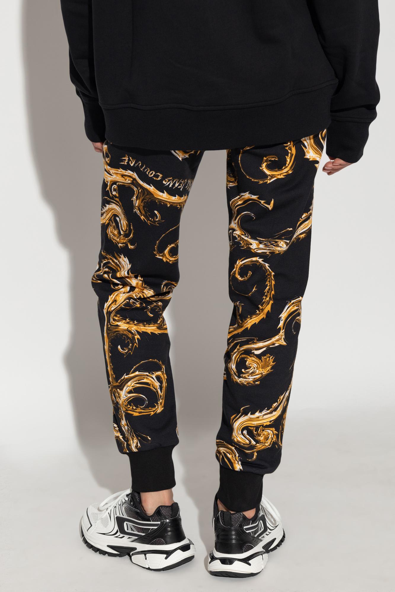 Shop Versace Jeans Couture Patterned Sweatpants In Black