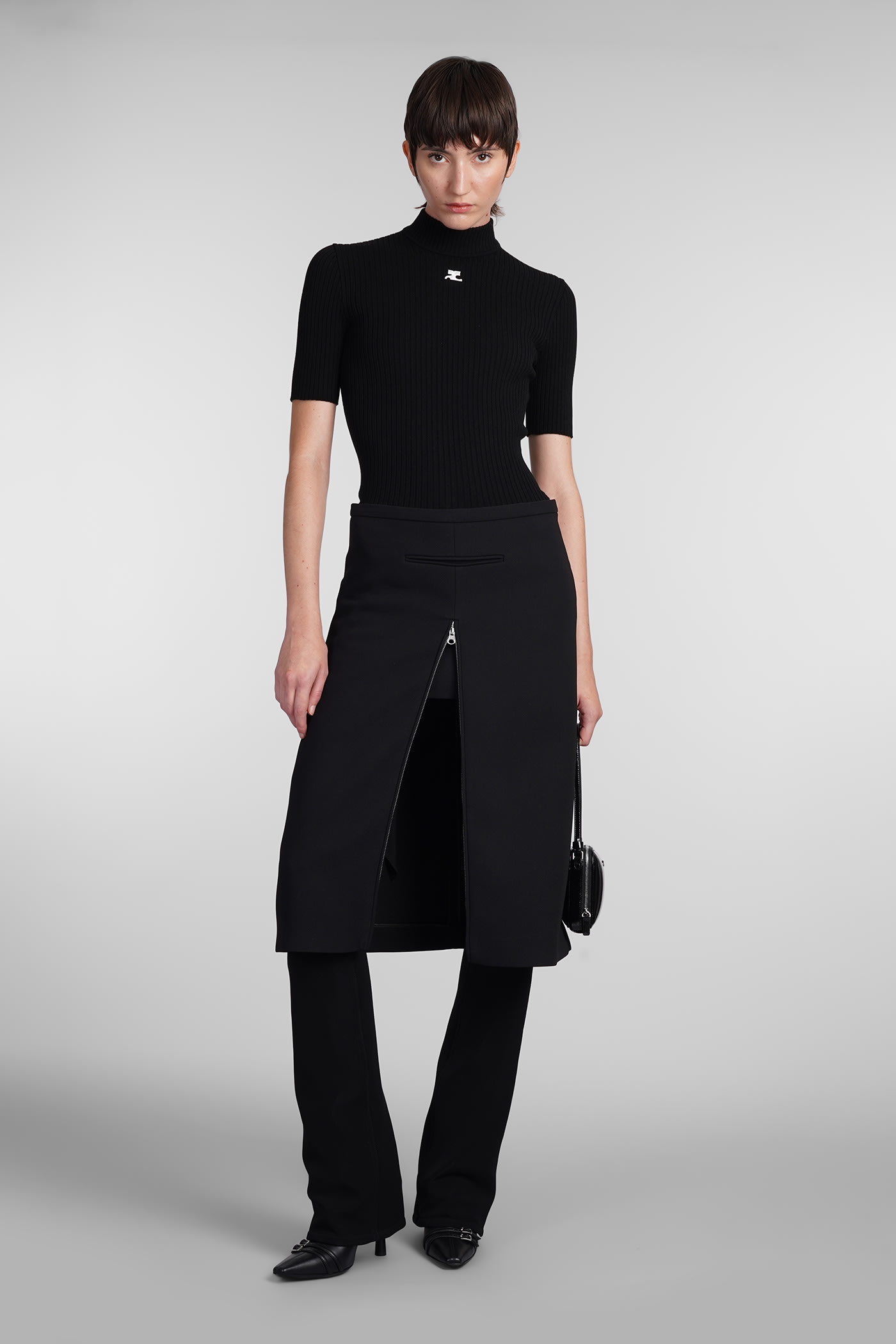 COURRÈGES KNITWEAR IN BLACK VISCOSE 