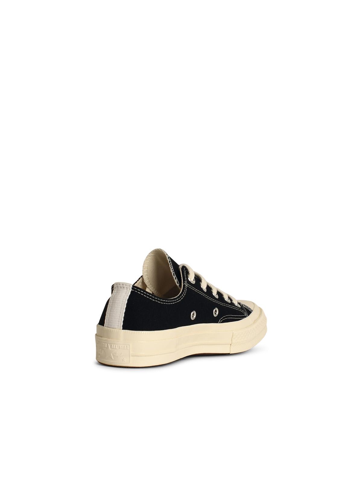 Comme Des Garçons Play Red Heart Black Tela Sneakers In Black