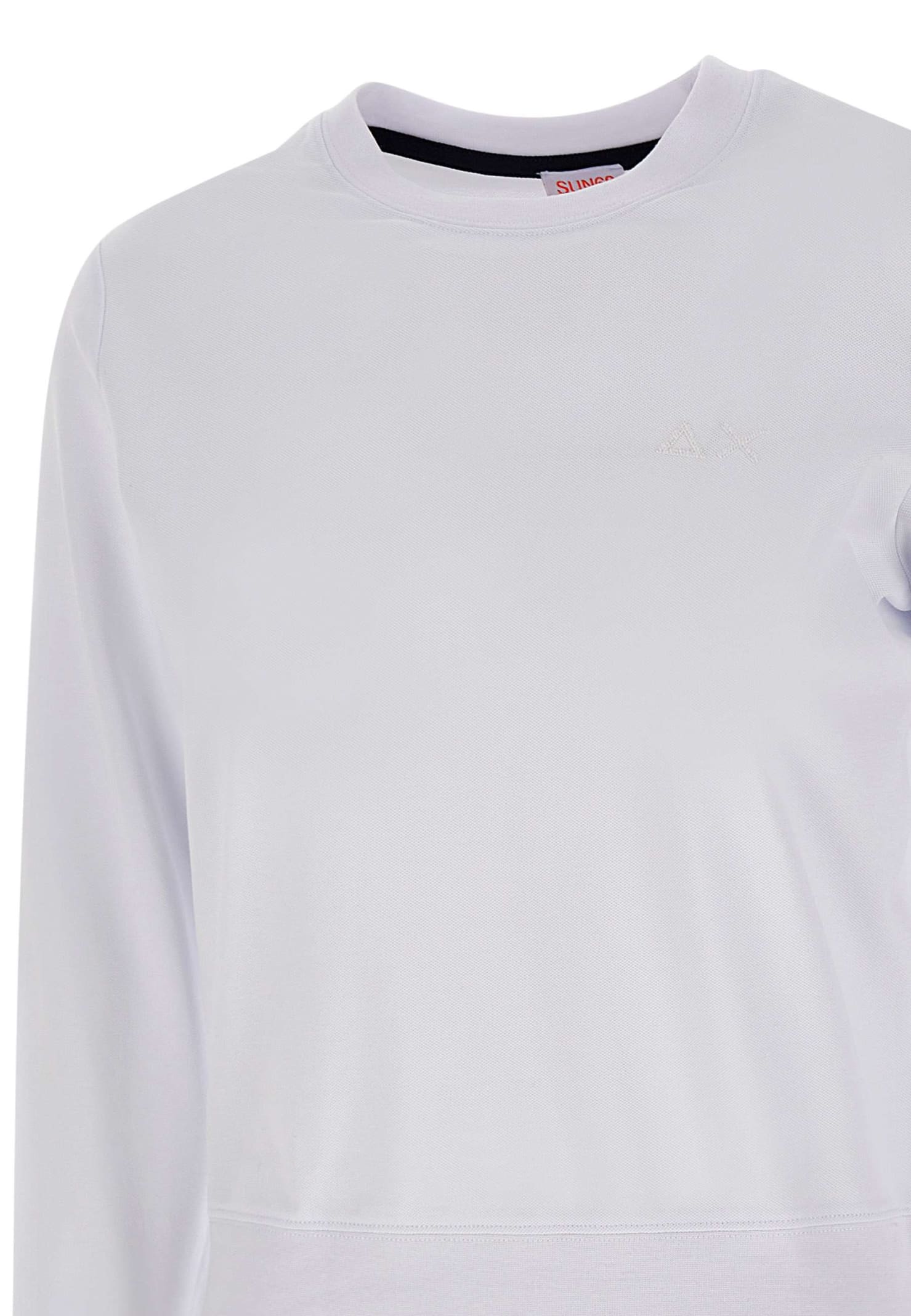 Shop Sun 68 Round Neck Cotton Piquet Sweatshirt In White