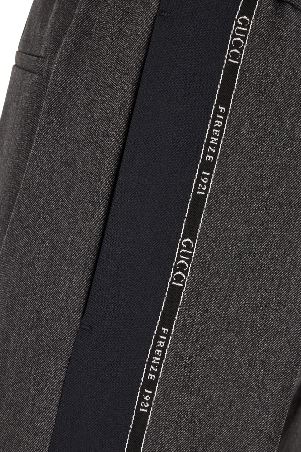 Shop Gucci Dark Grey Wool Pants In Dk Grey Navy