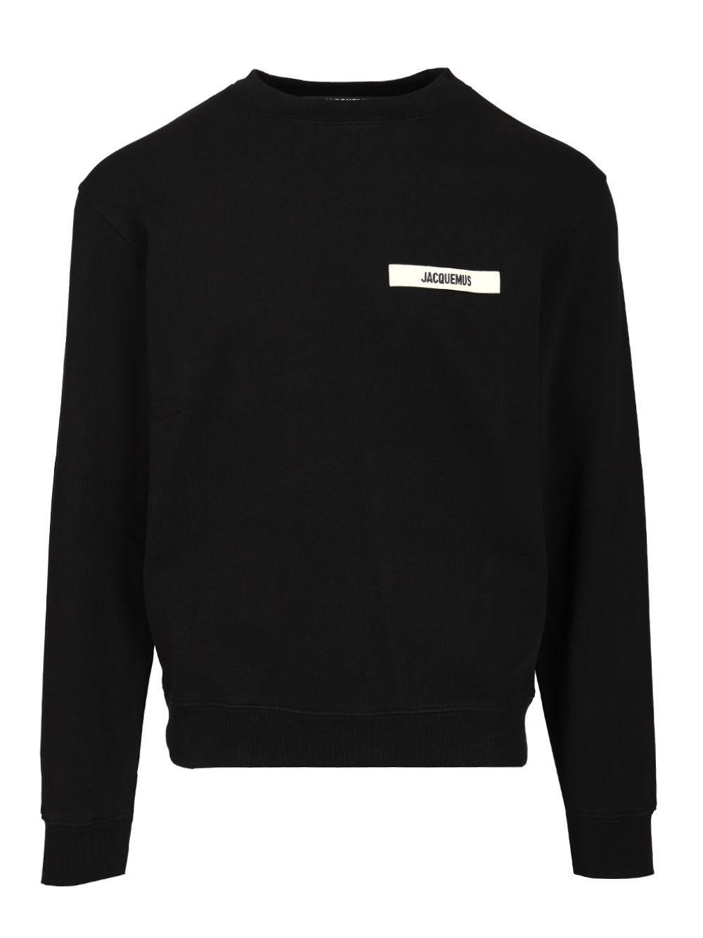 Jacquemus Gros Grain Textured Crew Neck Sweatshirt In Black