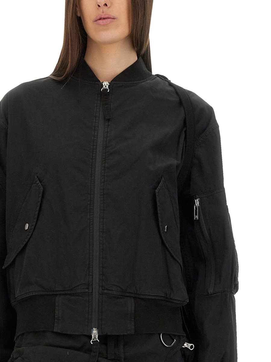 Helmut Lang Cotton Blend Bomber Jacket In Black
