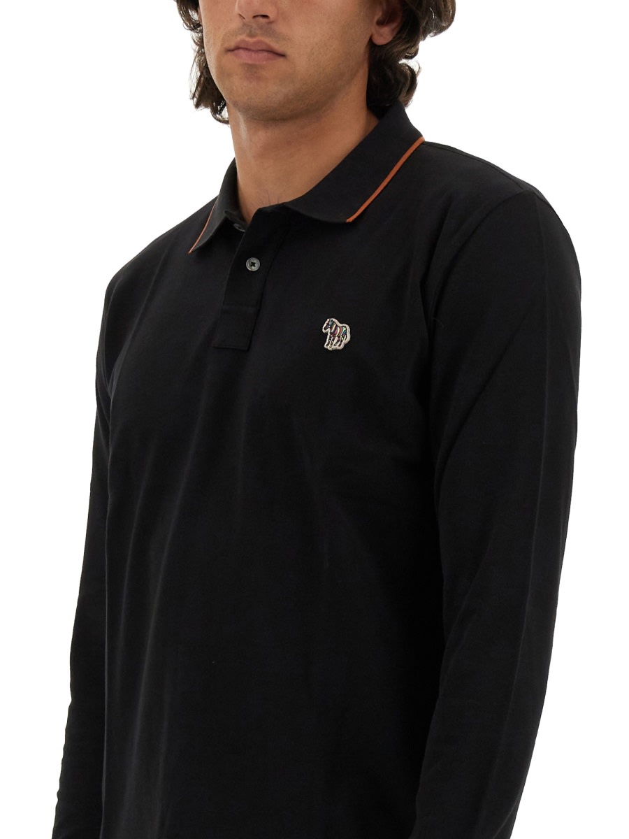 Ps By Paul Smith Ps Paul Smith Polo Shirt With Zebra Patch In Black