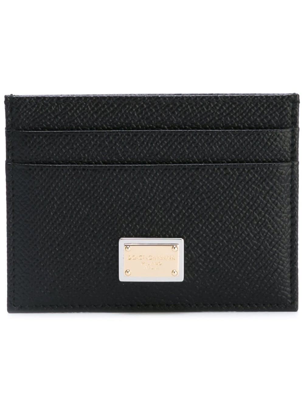 Dolce & Gabbana Card Holder In Hammered Leather With Logo