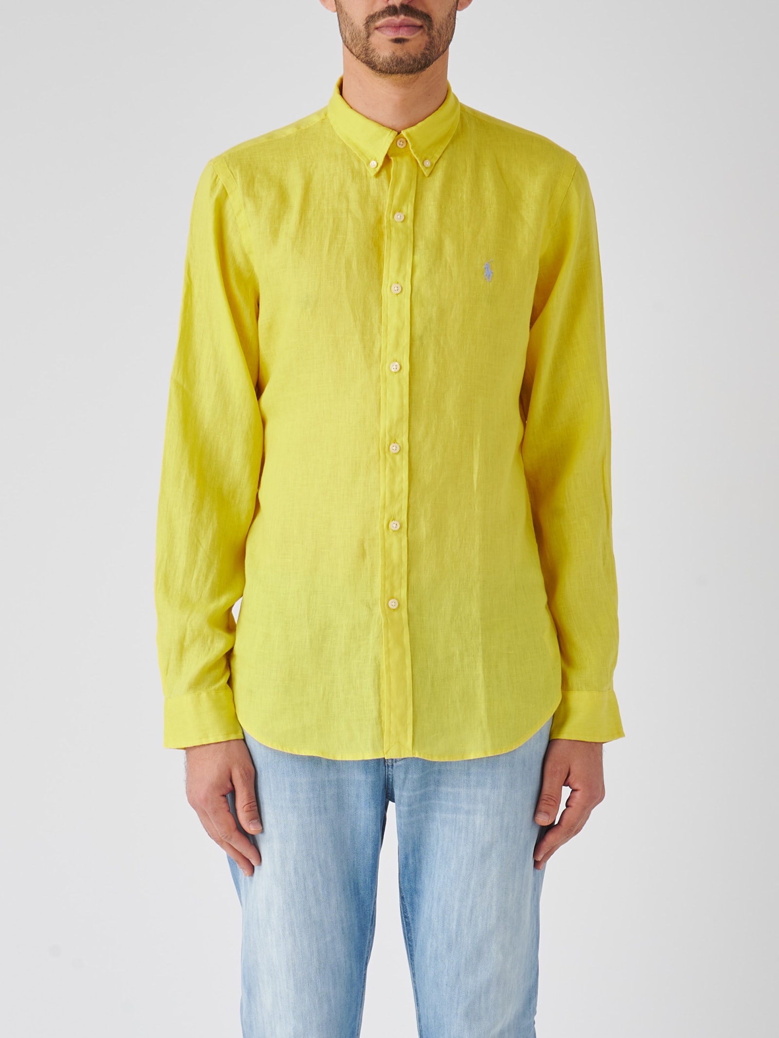 Shop Polo Ralph Lauren Long Sleeve Sport Shirt Shirt In Giallo