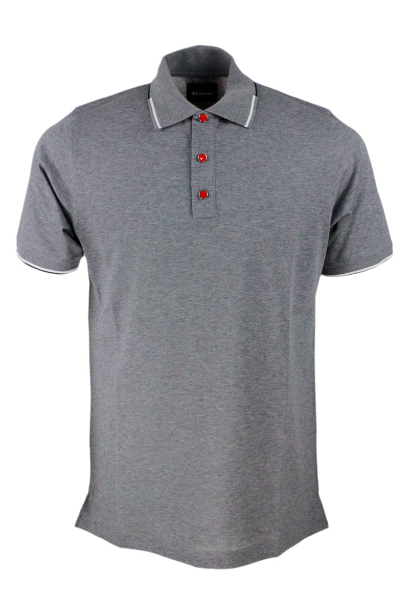 Kiton Short-sleeved Polo In Cotton Jersey