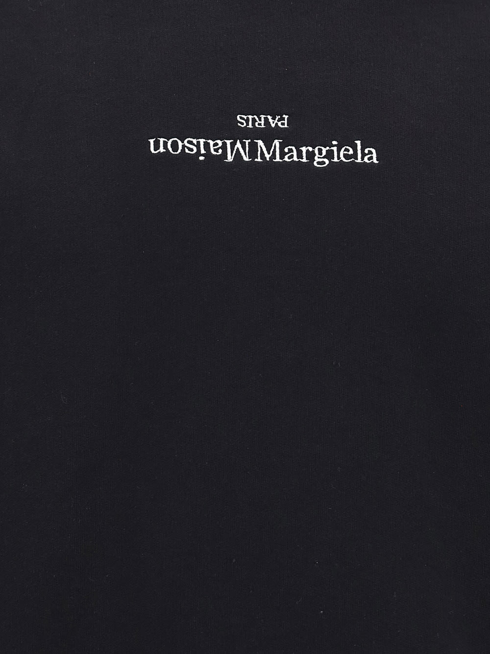 Shop Maison Margiela Hoodie In Black/ White Embroidery